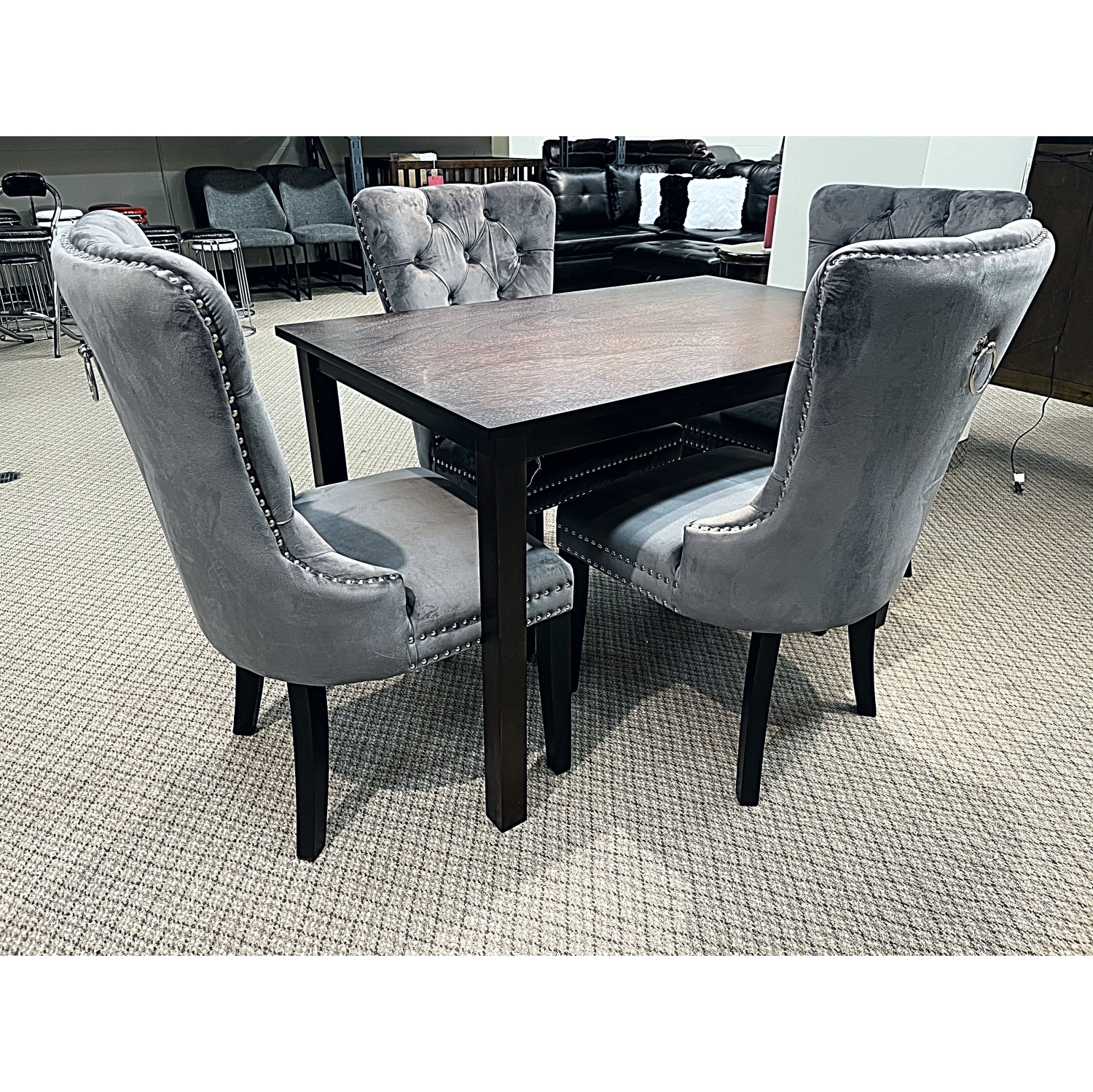 Madrid Dark Grey 5Pc Solid Wood Dining Set
