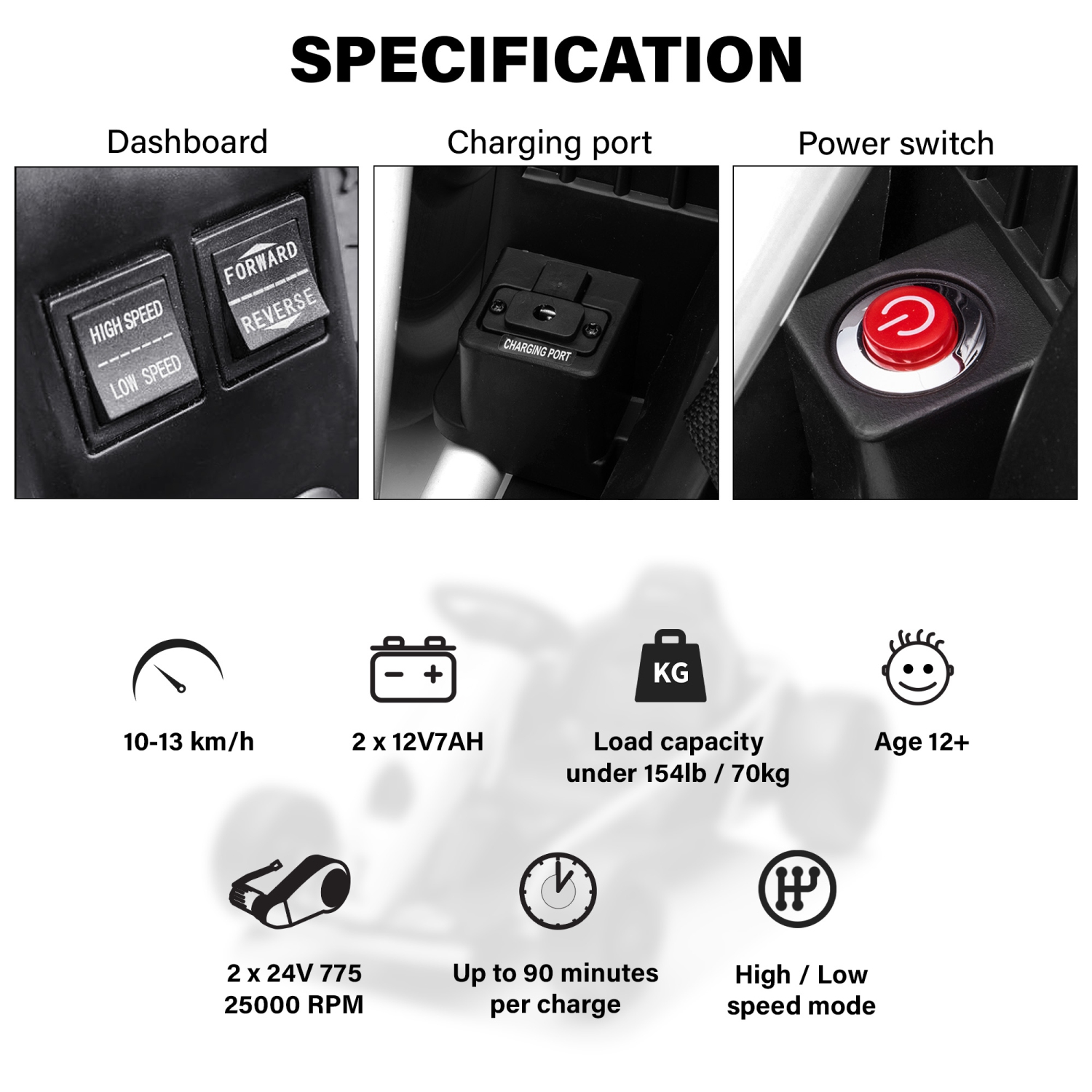 VOLTZ TOYS Electric GoKart, 24V Outdoor Racer Drifter Go Kart Drift Car for Kid and Adult, Upgraded Design