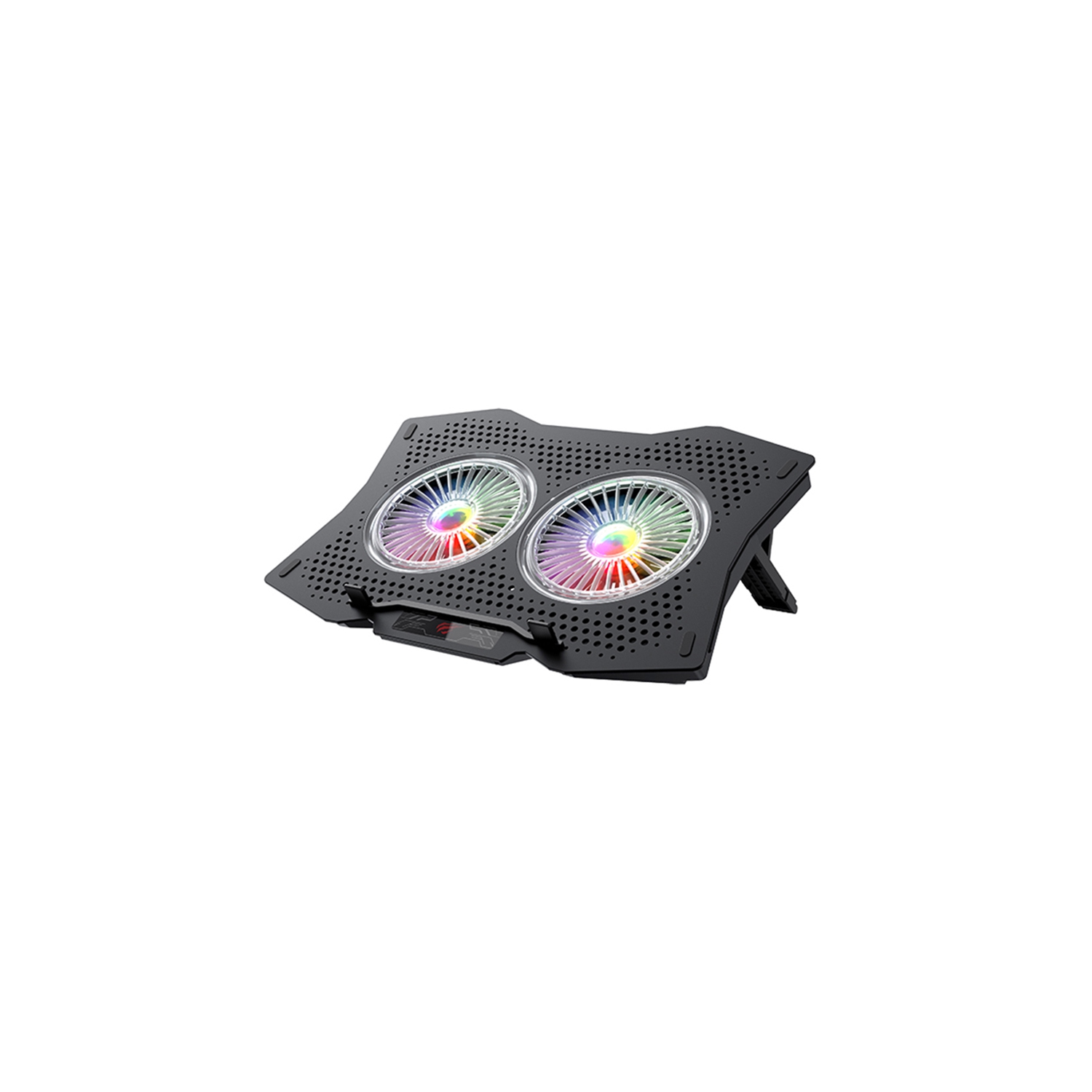Havit F2072 Colorful RGB lighting, Double 12CM large cooling fans pad for up to 17 inches laptop_Black