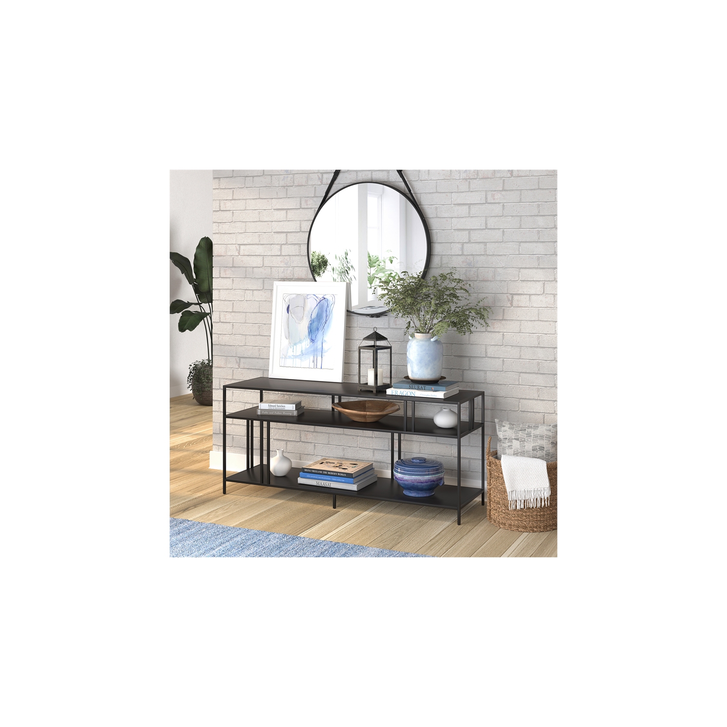 Meuble pour téléviseur de 55 po en métal au fini bronze noirci de Henn&Hart