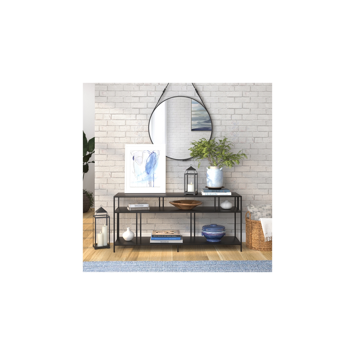 Meuble pour téléviseur de 55 po en métal au fini bronze noirci de Henn&Hart