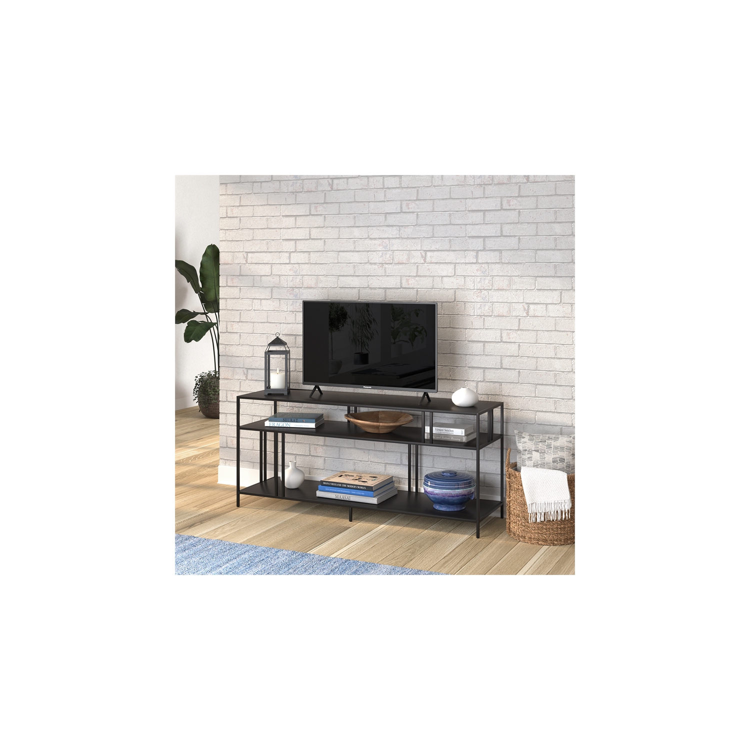 Meuble pour téléviseur de 55 po en métal au fini bronze noirci de Henn&Hart