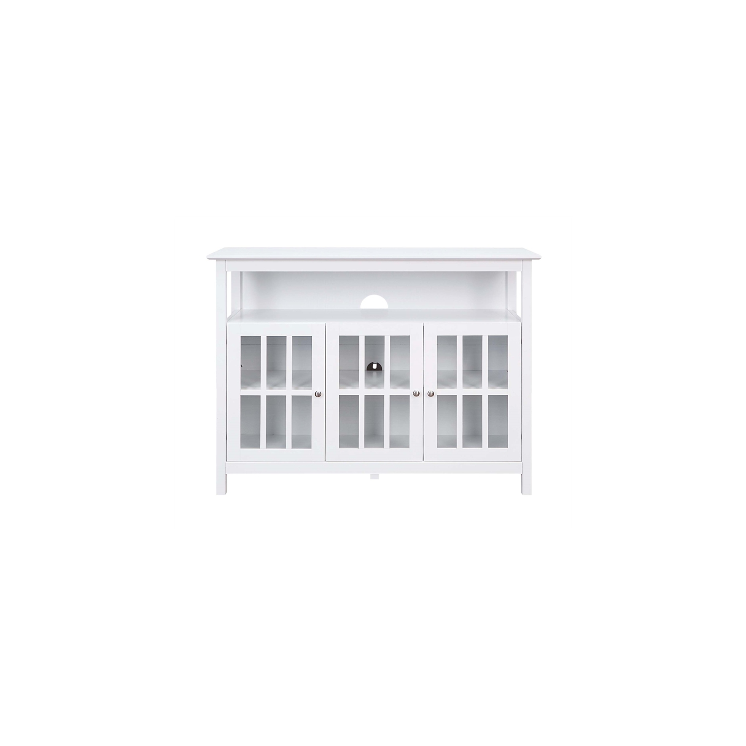 Big Sur Deluxe 48-inch TV Stand with Storage Cabinets and Shelf in White Wood