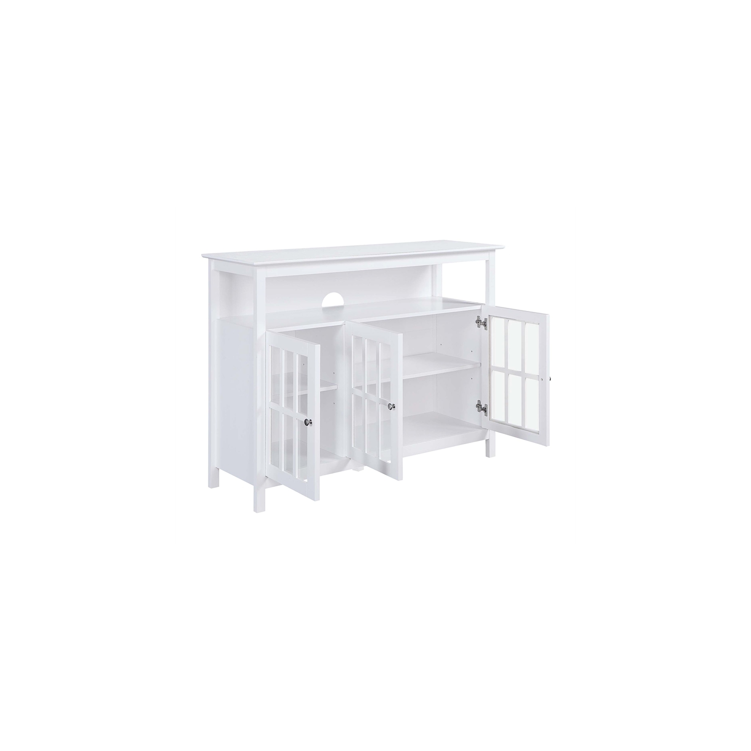 Big Sur Deluxe 48-inch TV Stand with Storage Cabinets and Shelf in White Wood