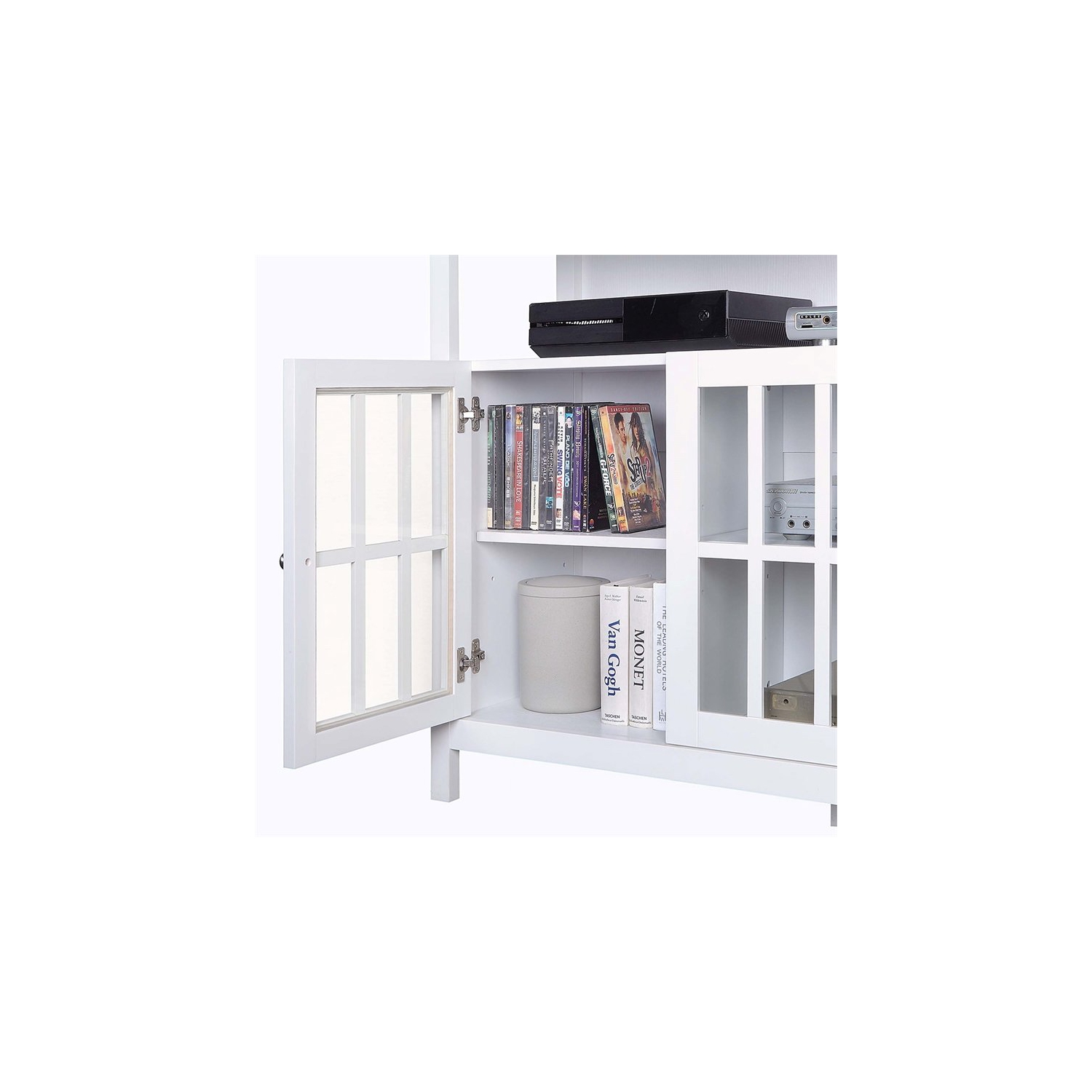 Big Sur Deluxe 48-inch TV Stand with Storage Cabinets and Shelf in White Wood