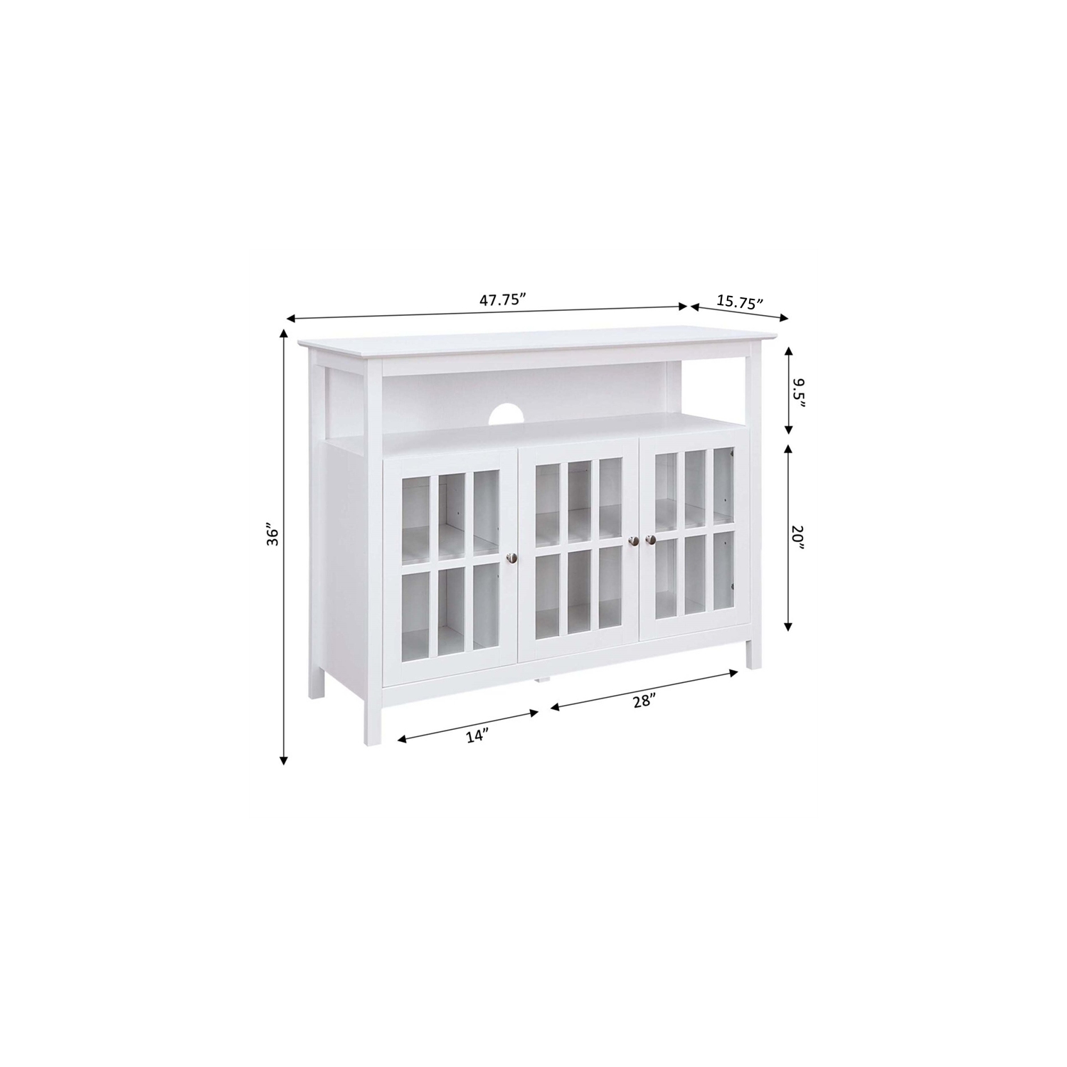 Big Sur Deluxe 48-inch TV Stand with Storage Cabinets and Shelf in White Wood