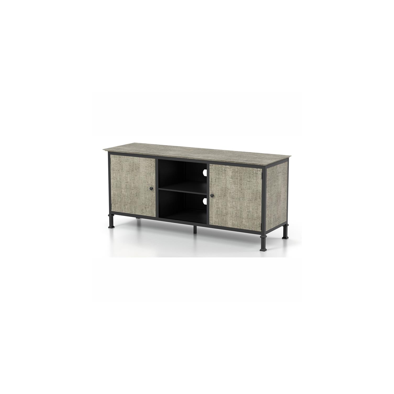 Furniture of America Ronda Industrial Wood Storage 60-Inch TV Stand in Gray