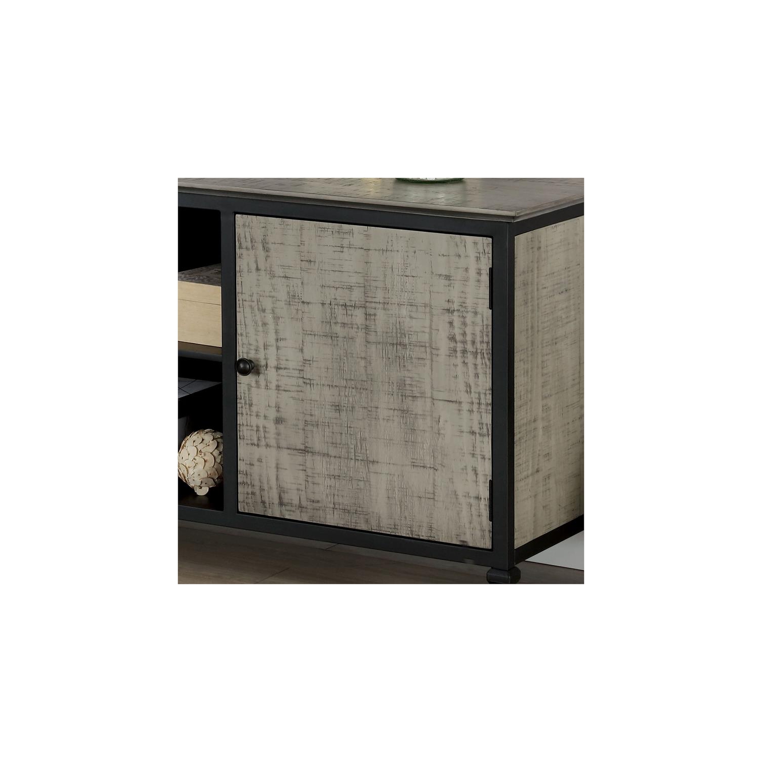 Furniture of America Ronda Industrial Wood Storage 60-Inch TV Stand in Gray