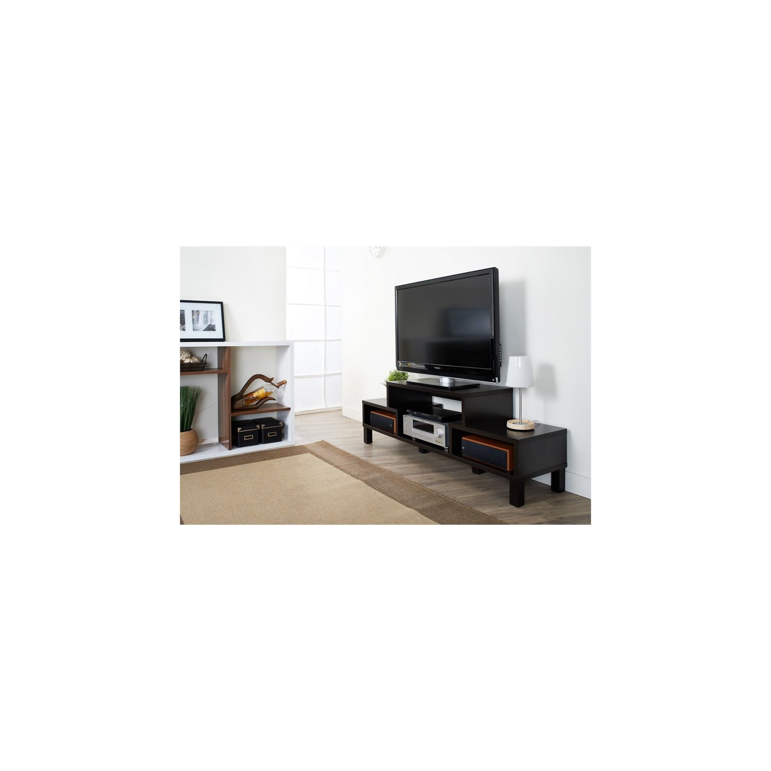Bowery Hill Modern Wood TV Stand for TVs up to 60'' in Black