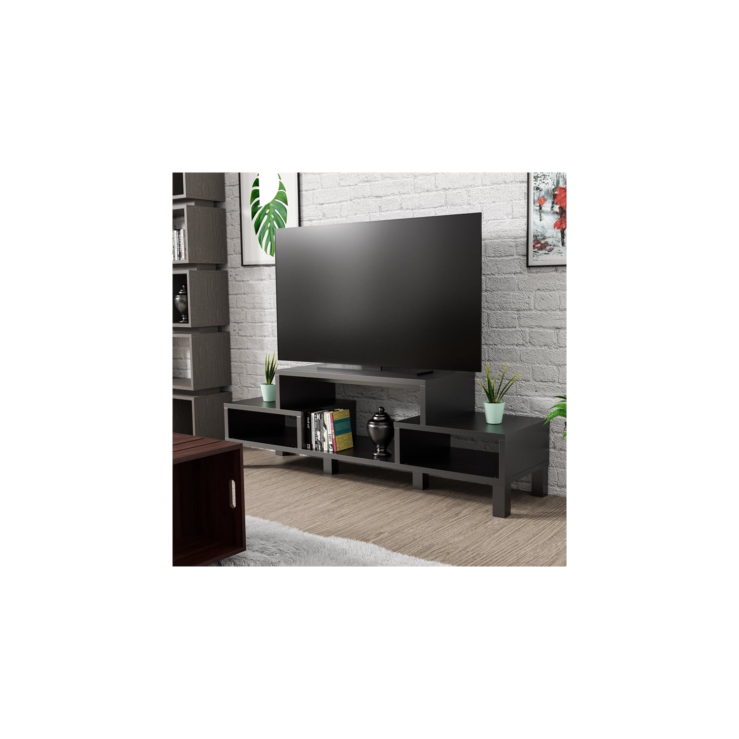 Bowery Hill Modern Wood TV Stand for TVs up to 60'' in Black