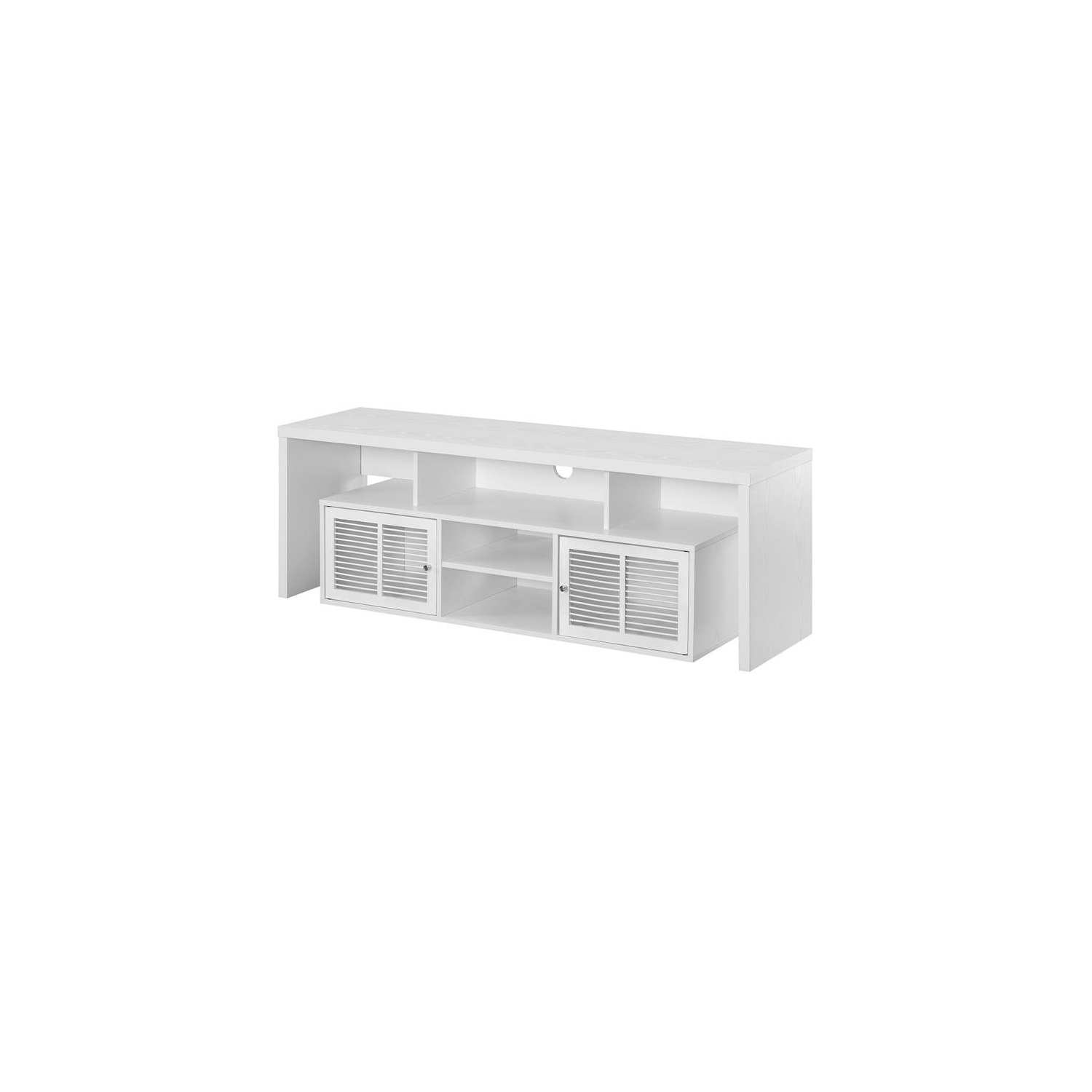 Lexington 60-inch TV Stand with Storage Cabinets and Shelves in White Wood
