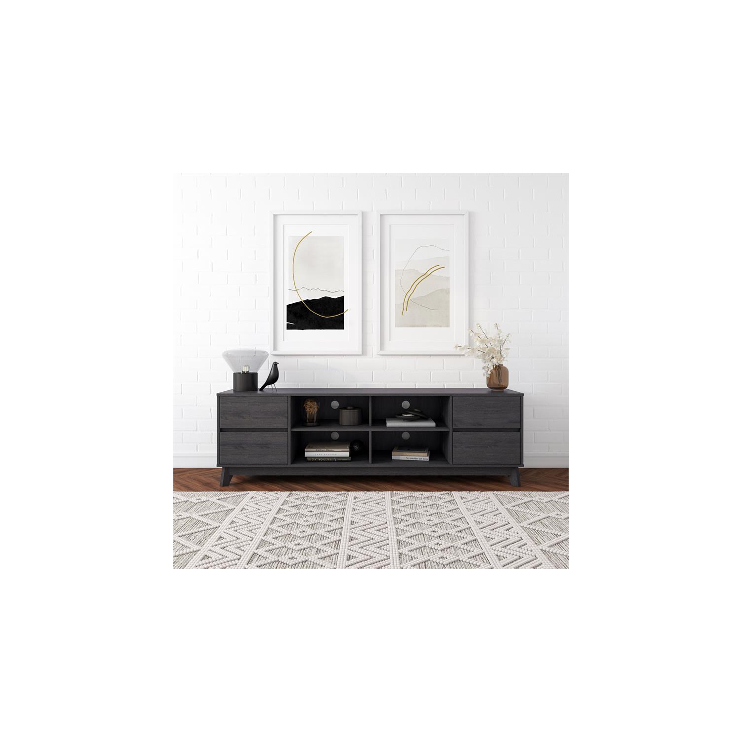 Meuble en bois gris Hollywood avec tiroirs de CorLiving pour téléviseur de 85 po ou moins