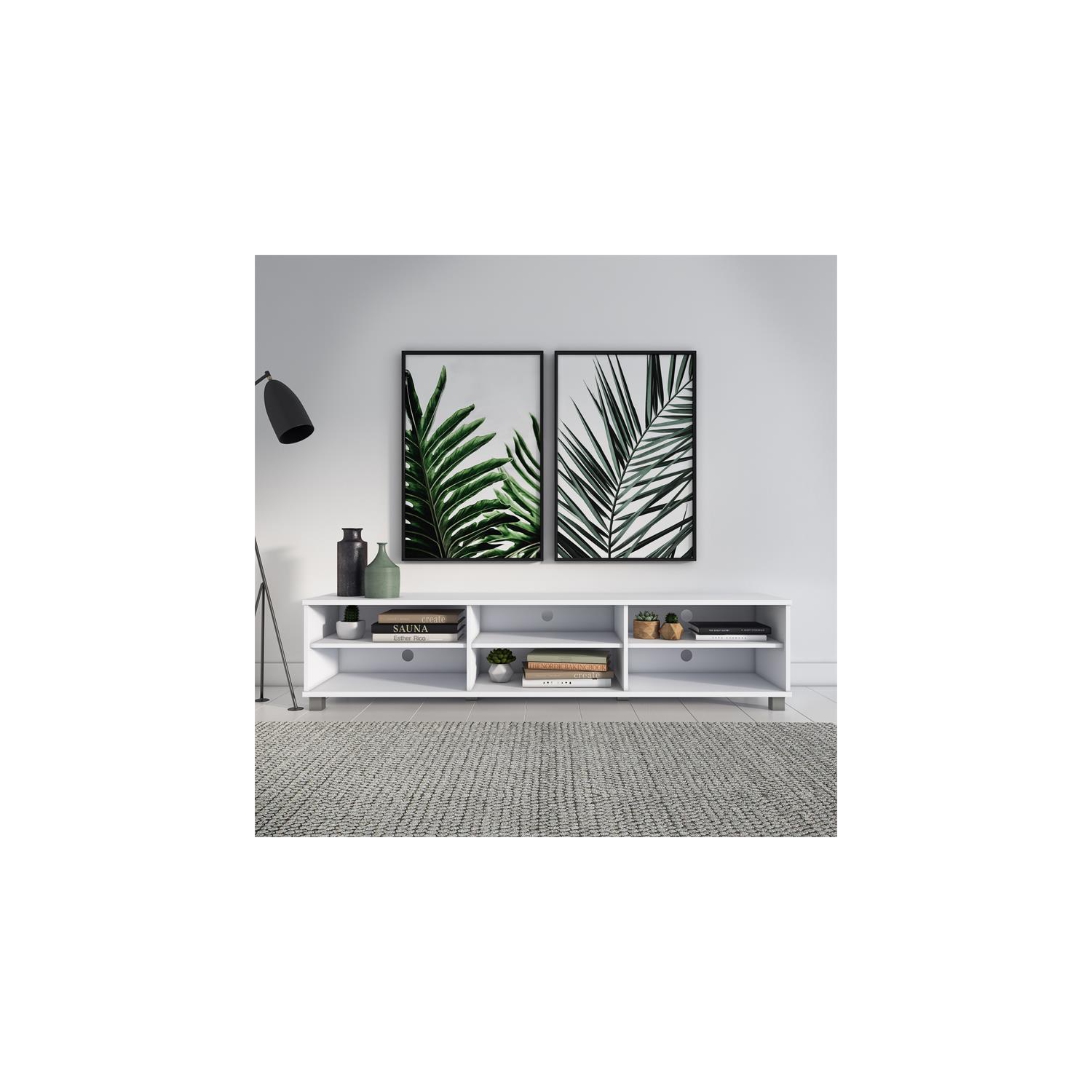 CorLiving Hollywood White Wood TV Stand for TV's up to 85"