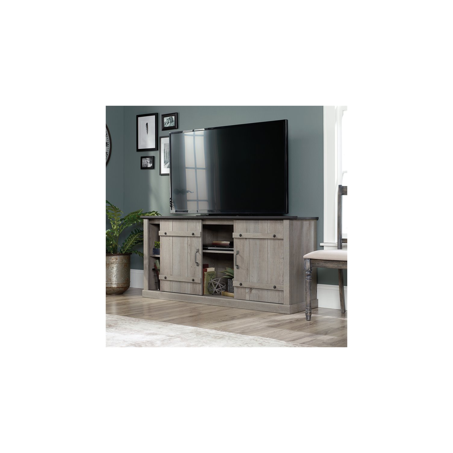 Sauder Engineered Wood TV Stand For TVs Up To 70" in Mystic Oak