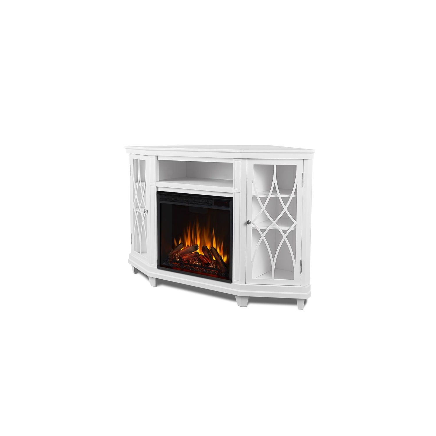 Real Flame Lynette Corner Fireplace TV Stand in White