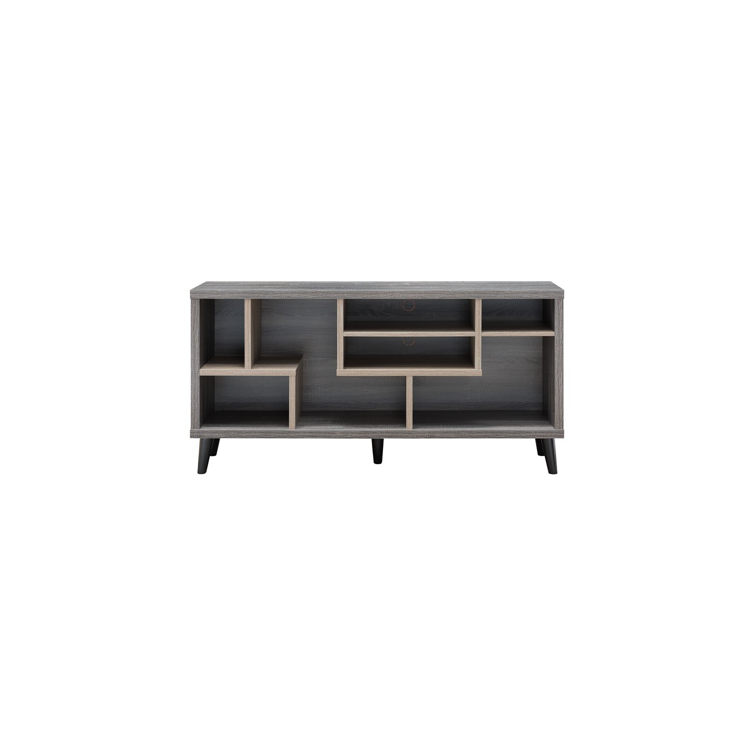 Furniture of America Nahmene Mid-Century Wood 7-Shelf TV Stand in Gray