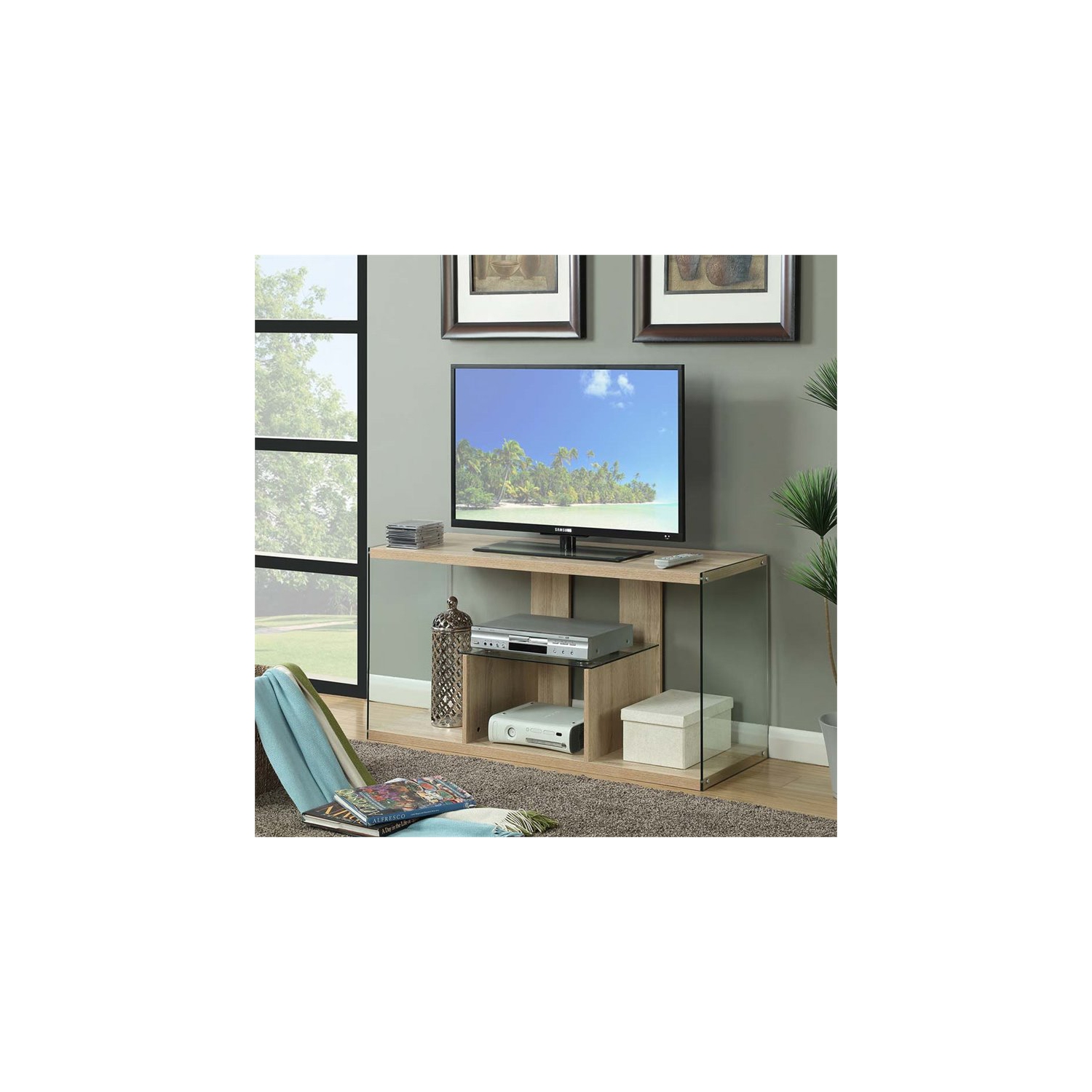 Pemberly Row 50" TV Stand in Weathered White