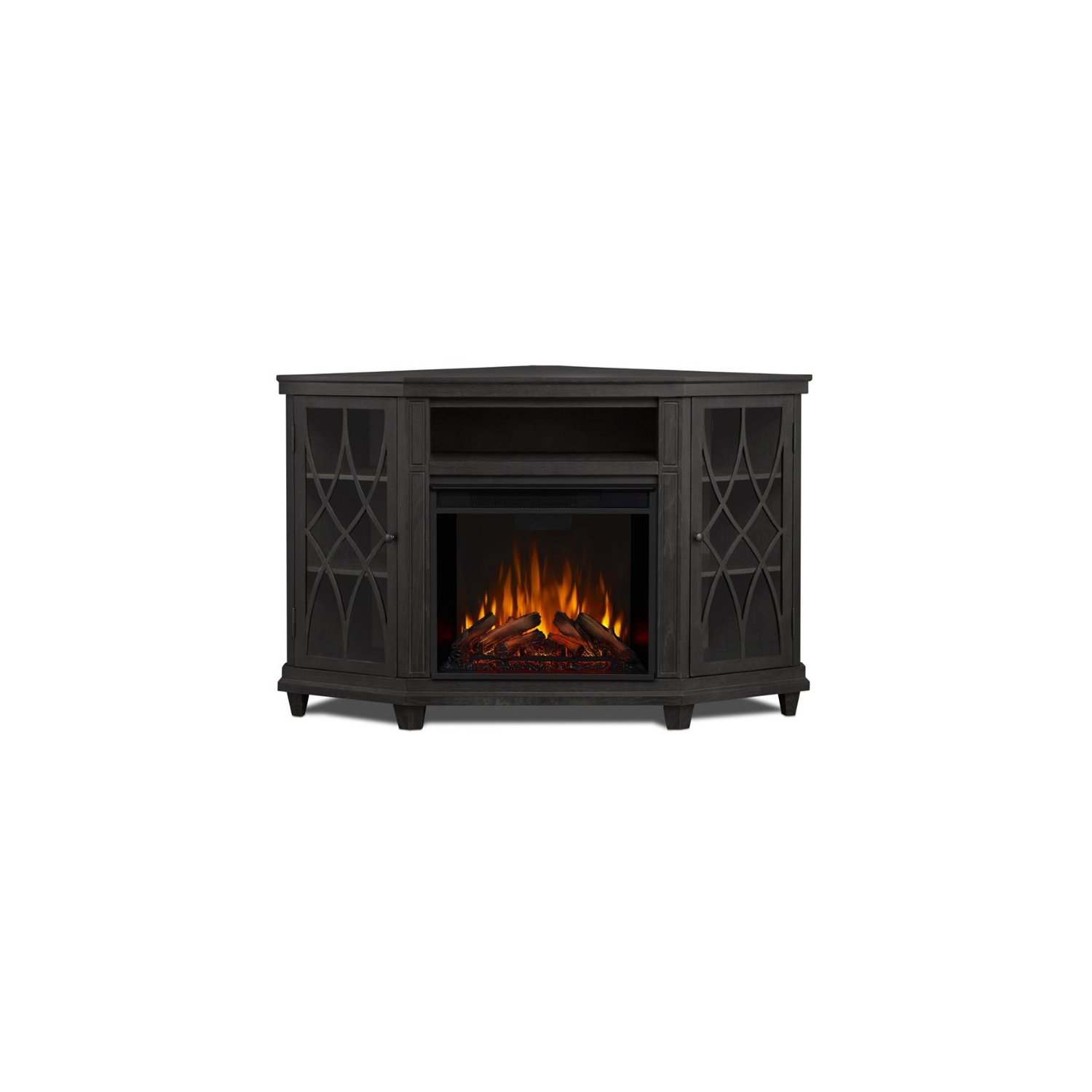 Real Flame Lynette Corner Fireplace TV Stand in Gray