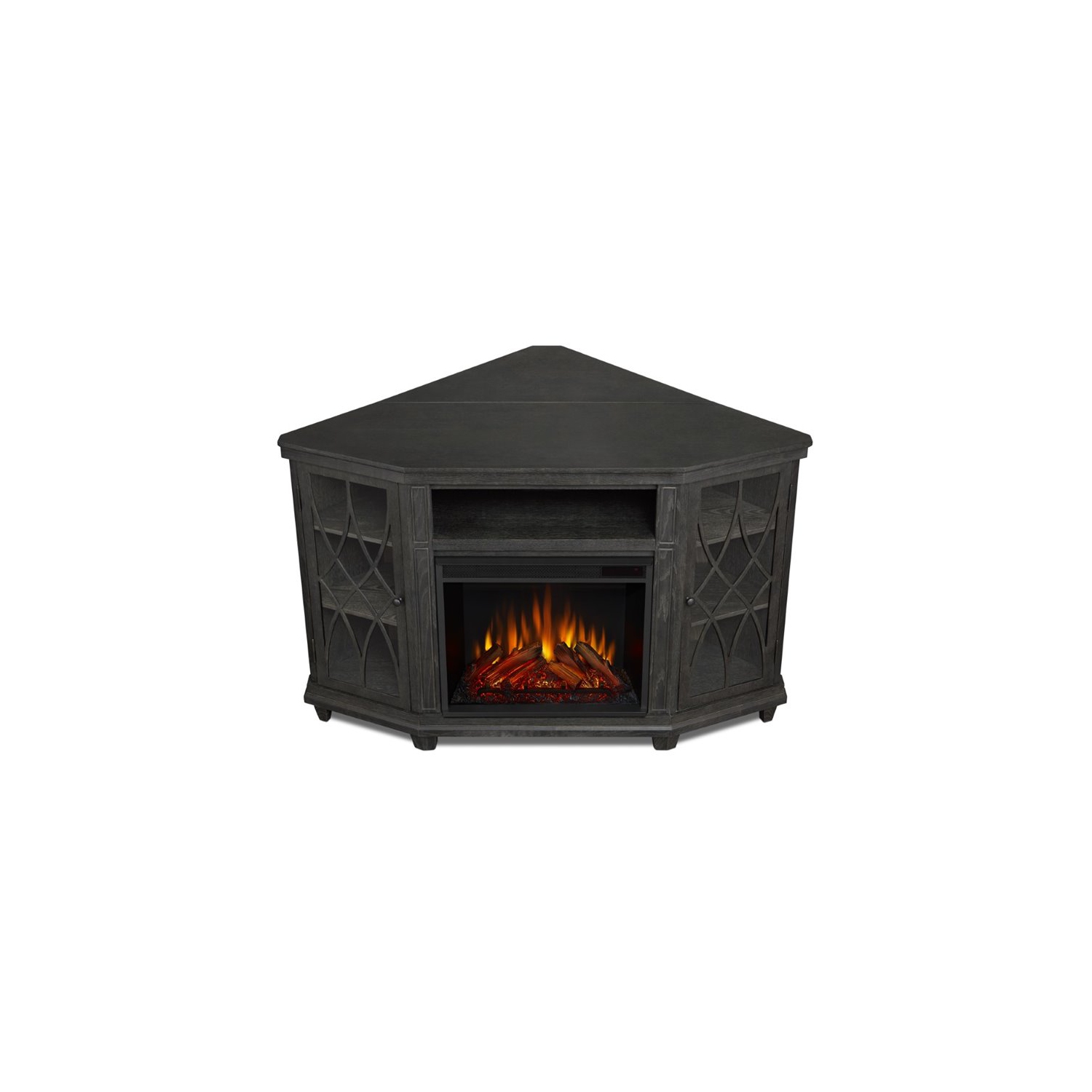 Real Flame Lynette Corner Fireplace TV Stand in Gray