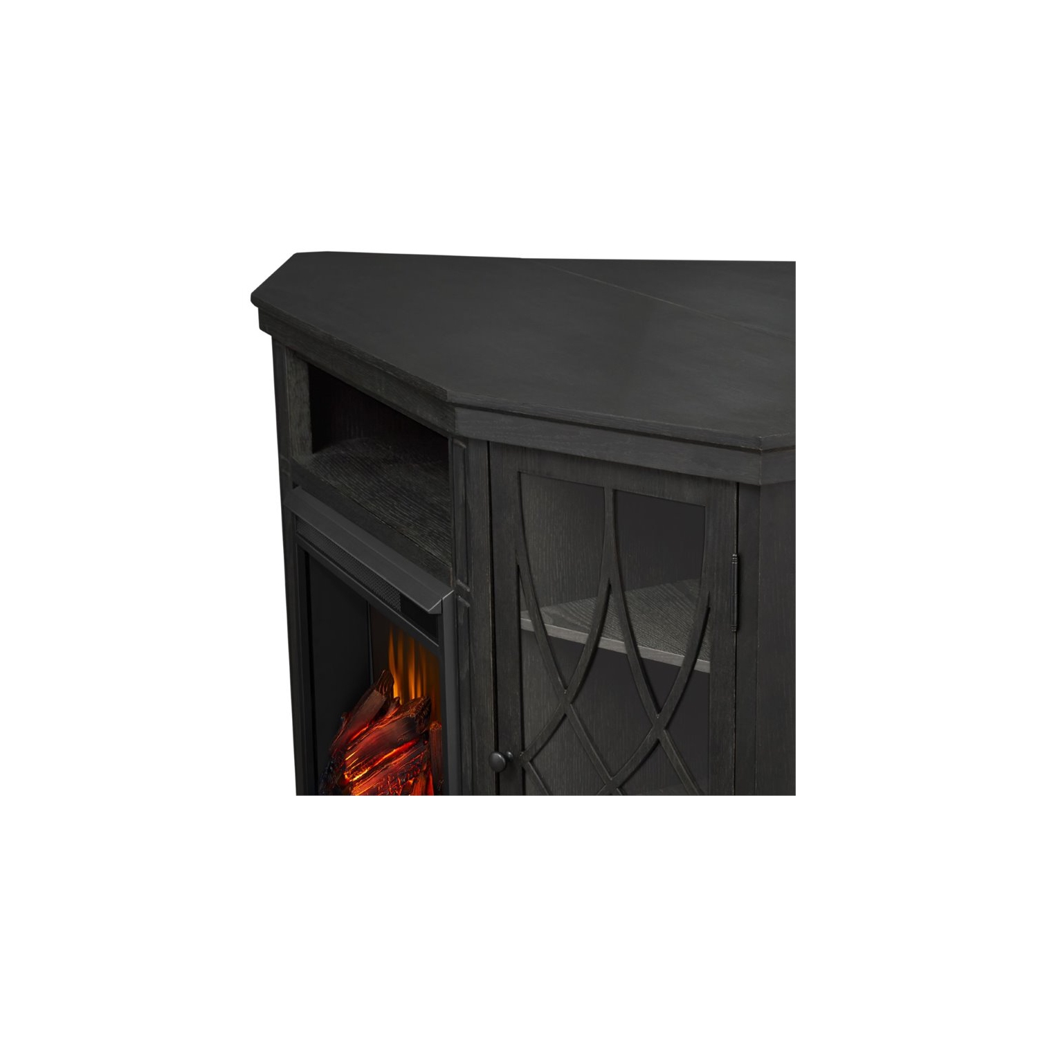 Real Flame Lynette Corner Fireplace TV Stand in Gray