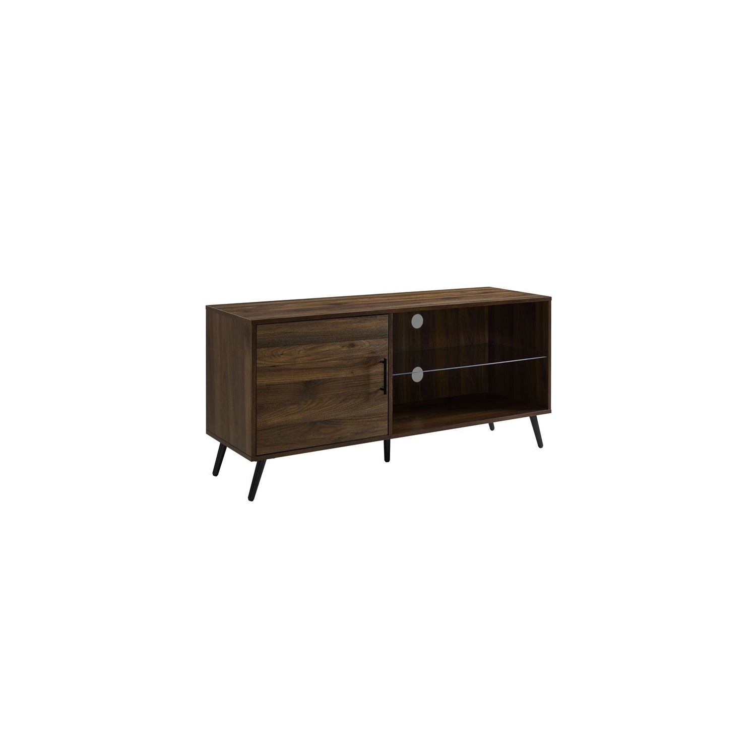 Pemberly Row 52" TV Stand with Black Legs in Dark Walnut