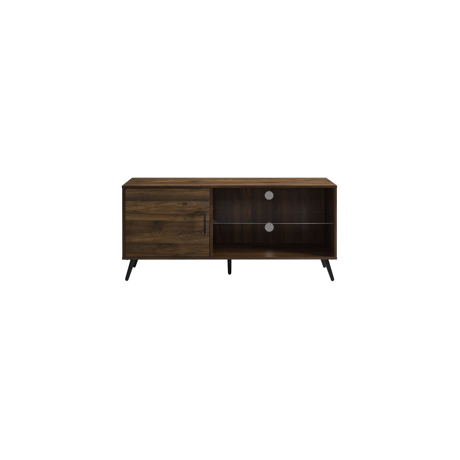 Pemberly Row 52" TV Stand with Black Legs in Dark Walnut
