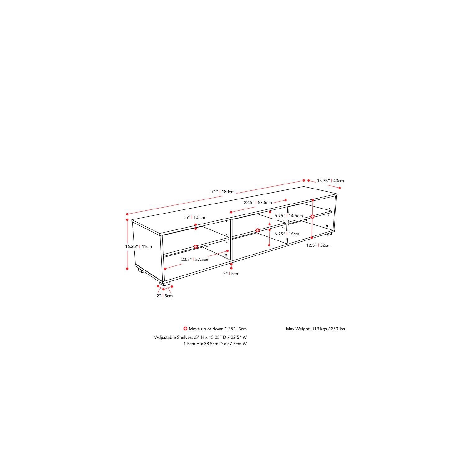 Meuble en bois gris Hollywood de CorLiving pour téléviseur de 85 po ou moins
