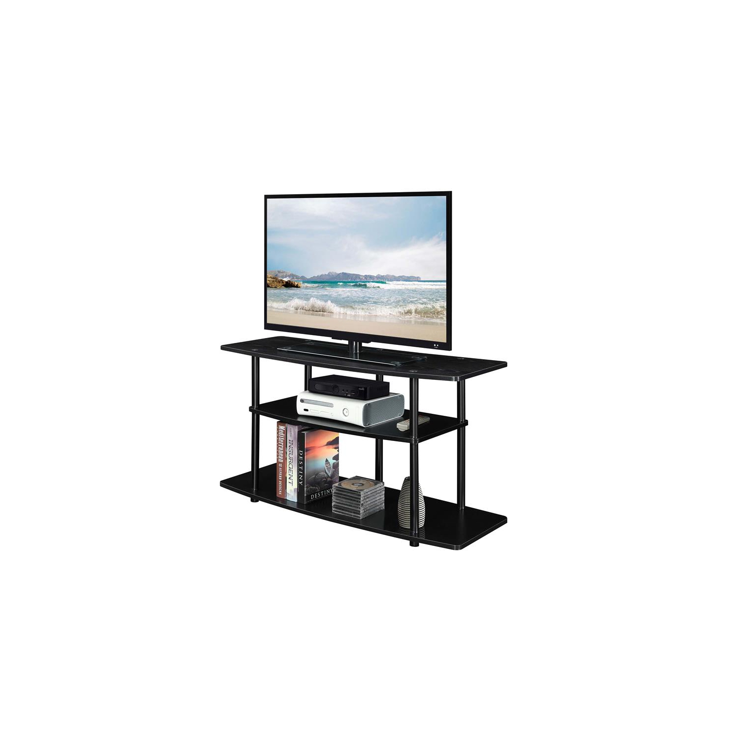 Pratique concepts – Meuble pour téléviseur Designs2Go à trois niveaux, fini bois noir