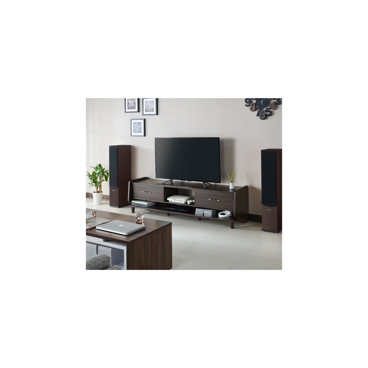 Furniture of America Waggoner Wood 70-Inch TV Stand in Brown Wenge