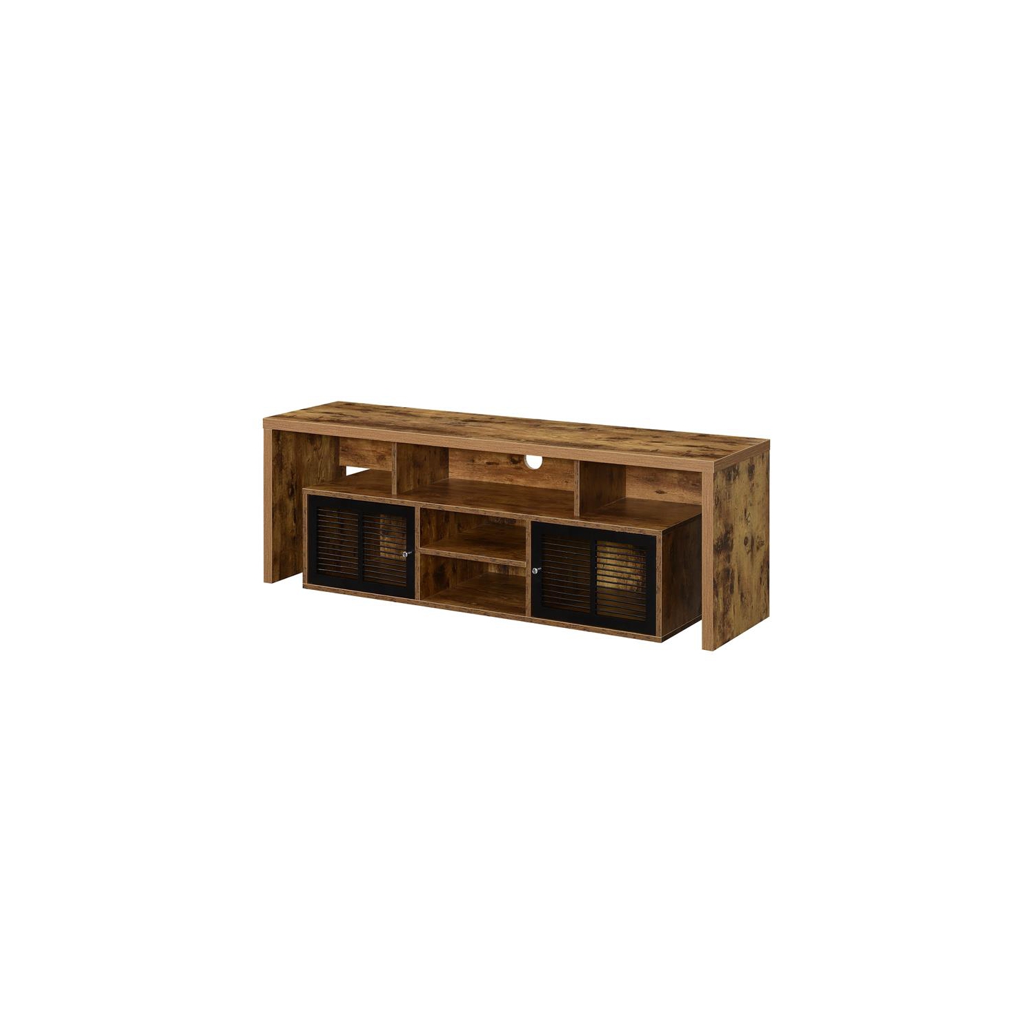 Lexington 60-inch TV Stand with Storage Cabinets and Shelves in Nutmeg Wood