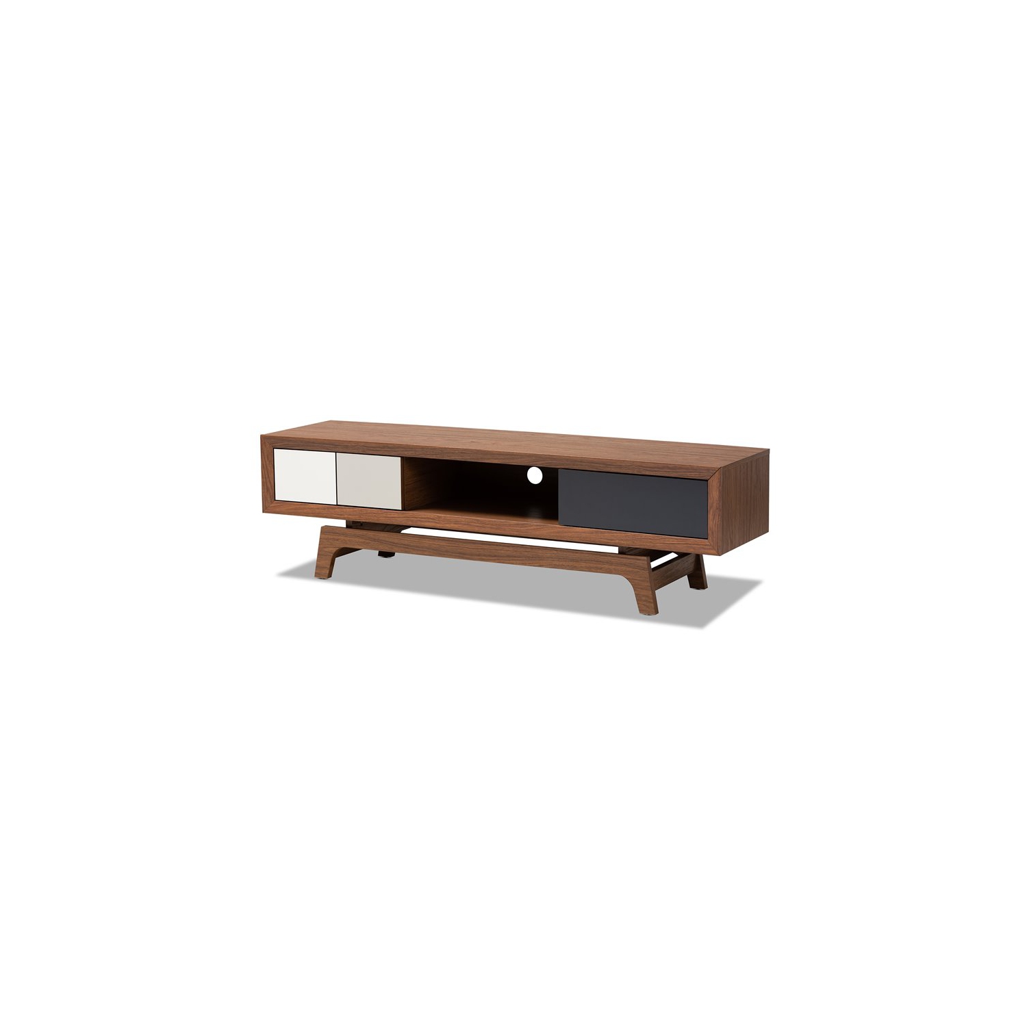 Baxton Studio Svante Mid-Century 3-Drawer Wood TV Stand in Brown