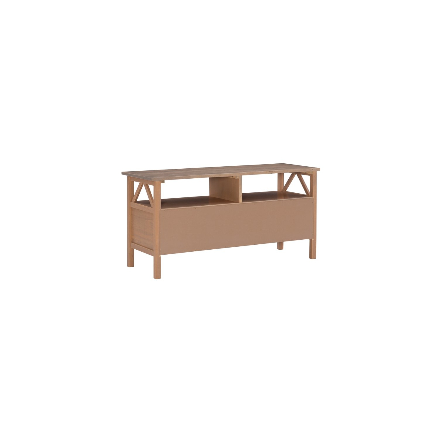 Linon Titian Pine Wood TV Media Stand in Driftwood Brown