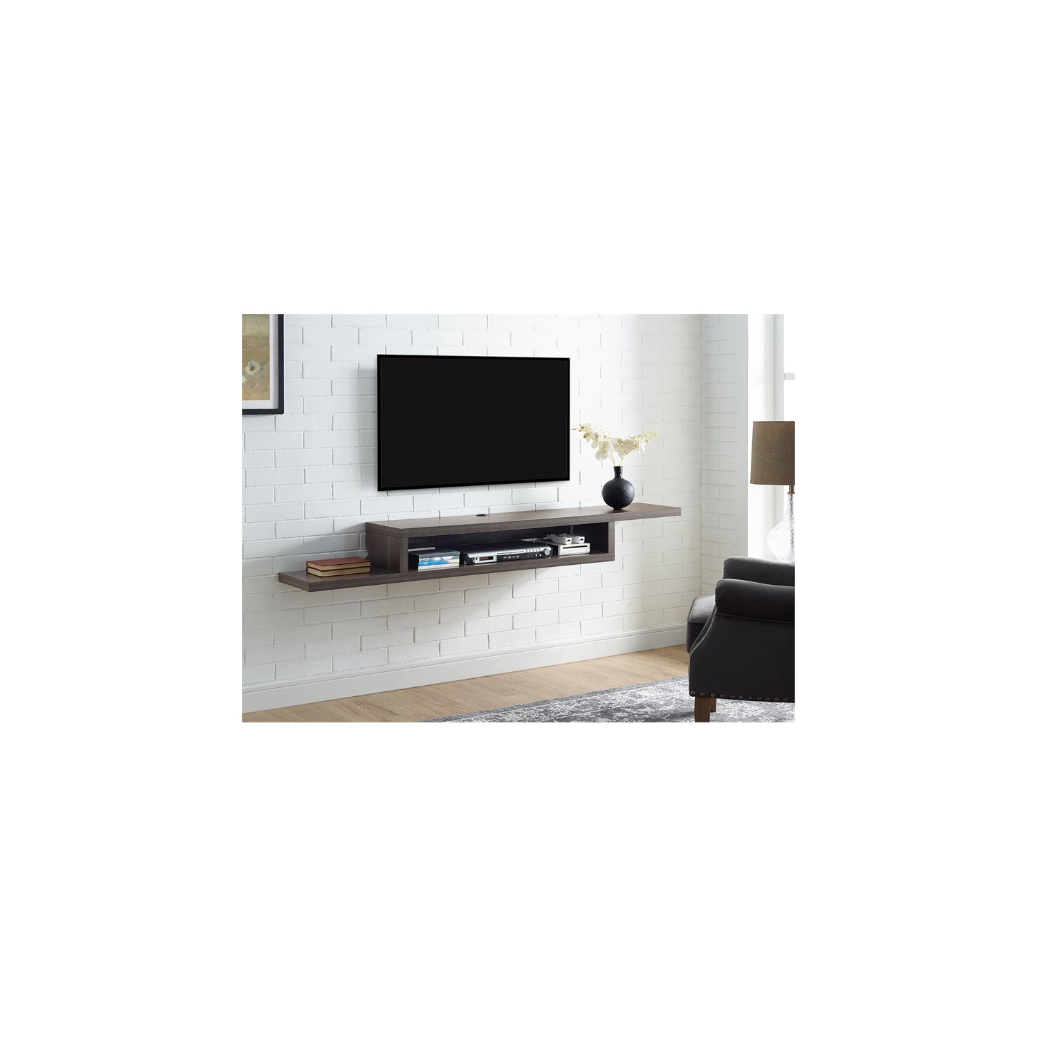Beaumont Lane 72" Asymmetrical Wall Mounted Media Console in Gray