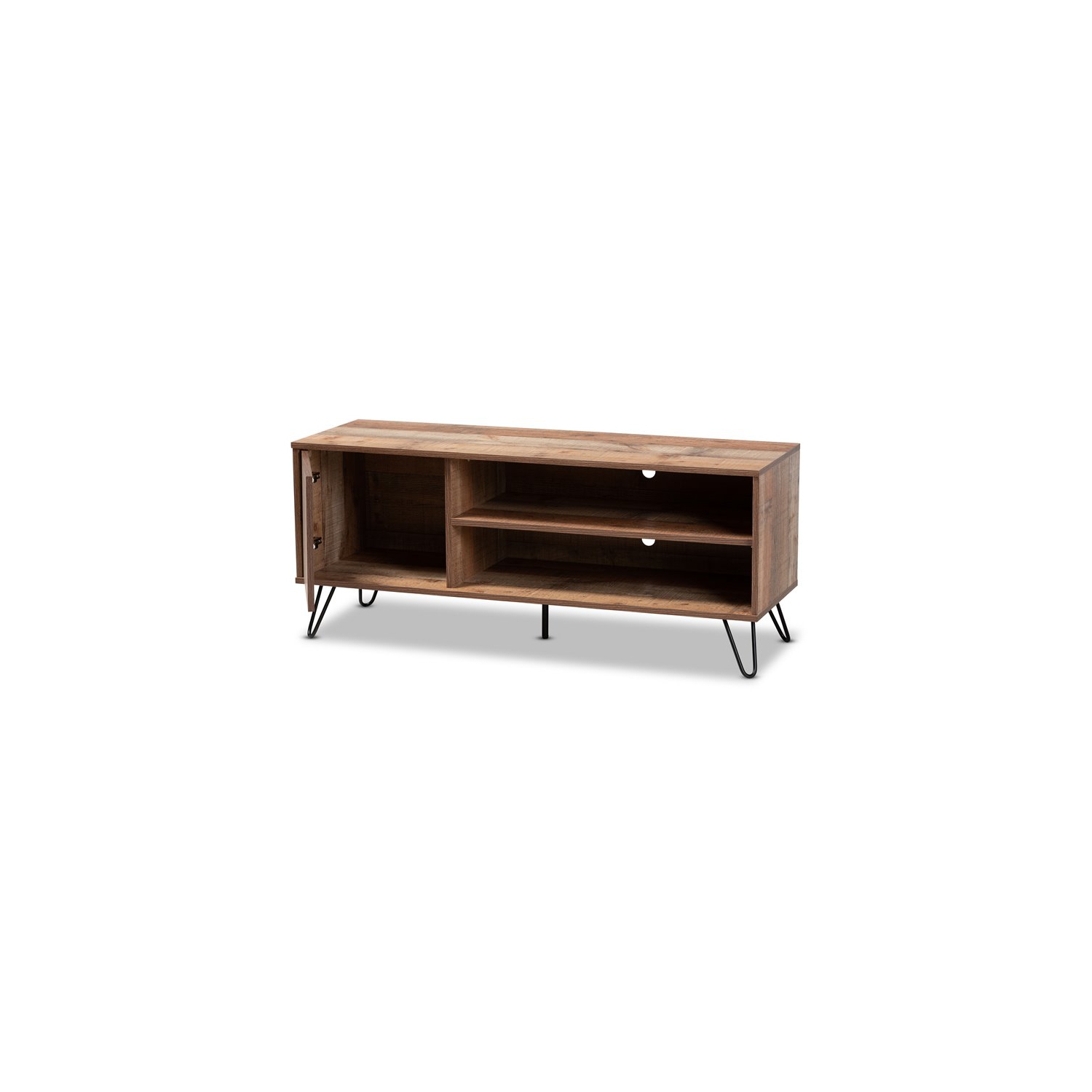Baxton Studio Iver 1-Door Wood TV Stand in Rustic Oak