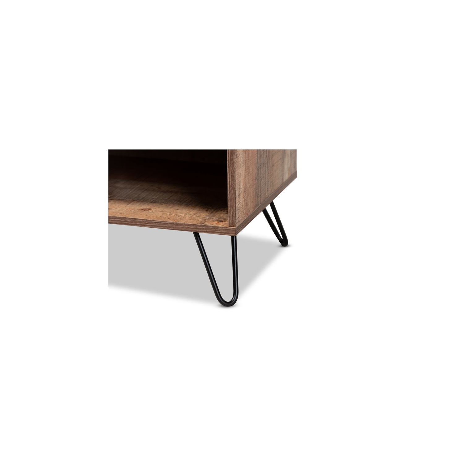 Baxton Studio Iver 1-Door Wood TV Stand in Rustic Oak