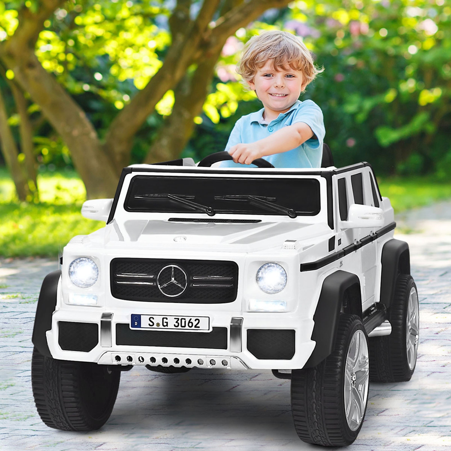 Topbuy Licensed Mercedes Benz 12V Electric Kid RC Car Battery Powered Ride On Car White