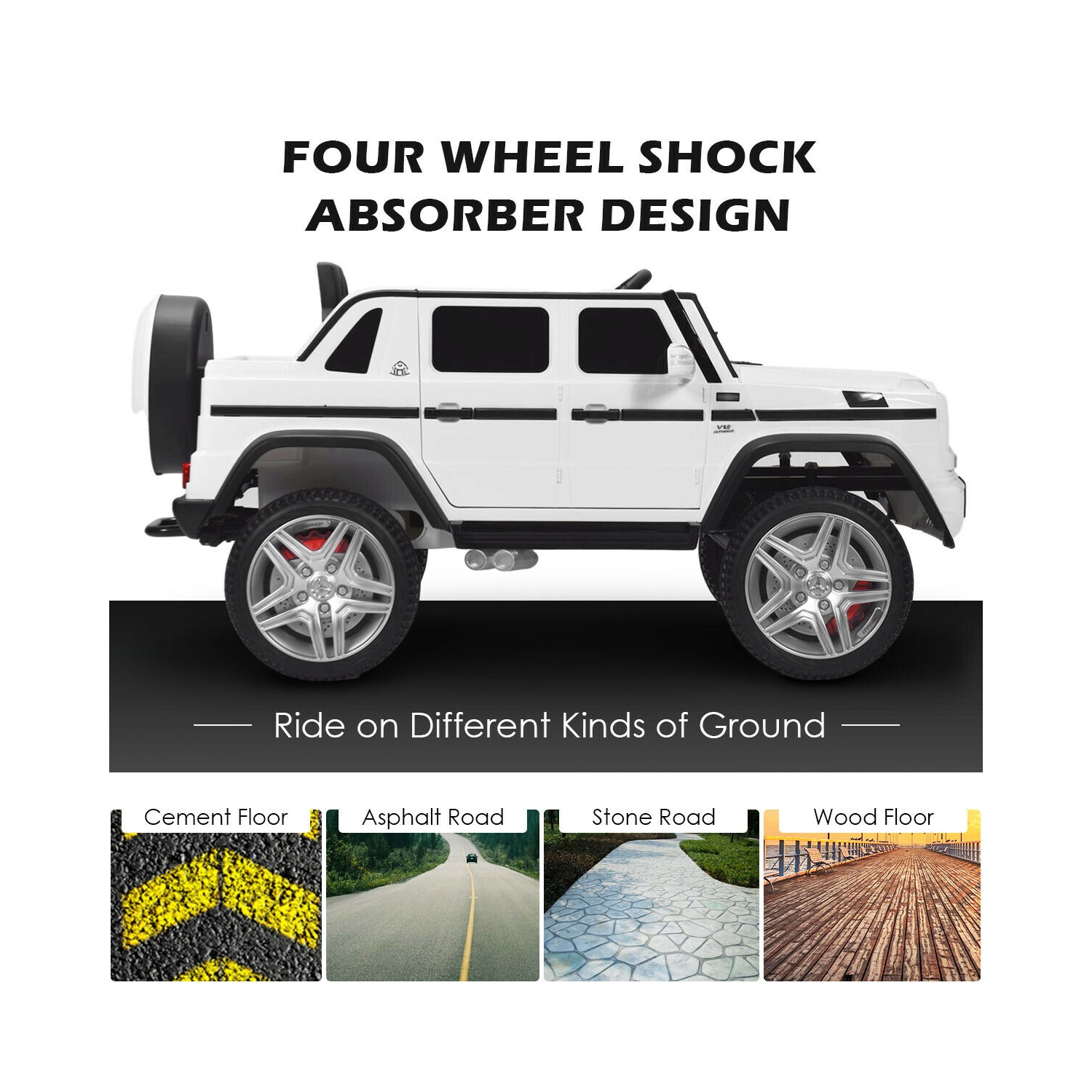 Topbuy Licensed Mercedes Benz 12V Electric Kid RC Car Battery Powered Ride On Car White