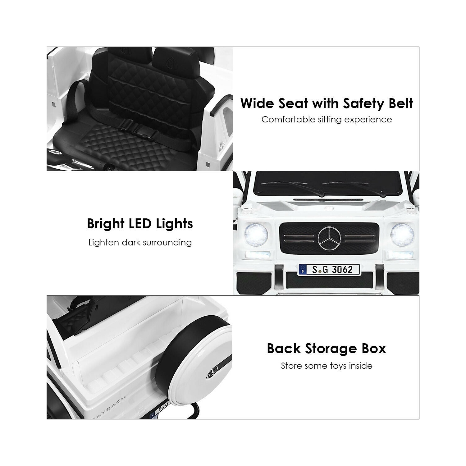 Topbuy Licensed Mercedes Benz 12V Electric Kid RC Car Battery Powered Ride On Car White