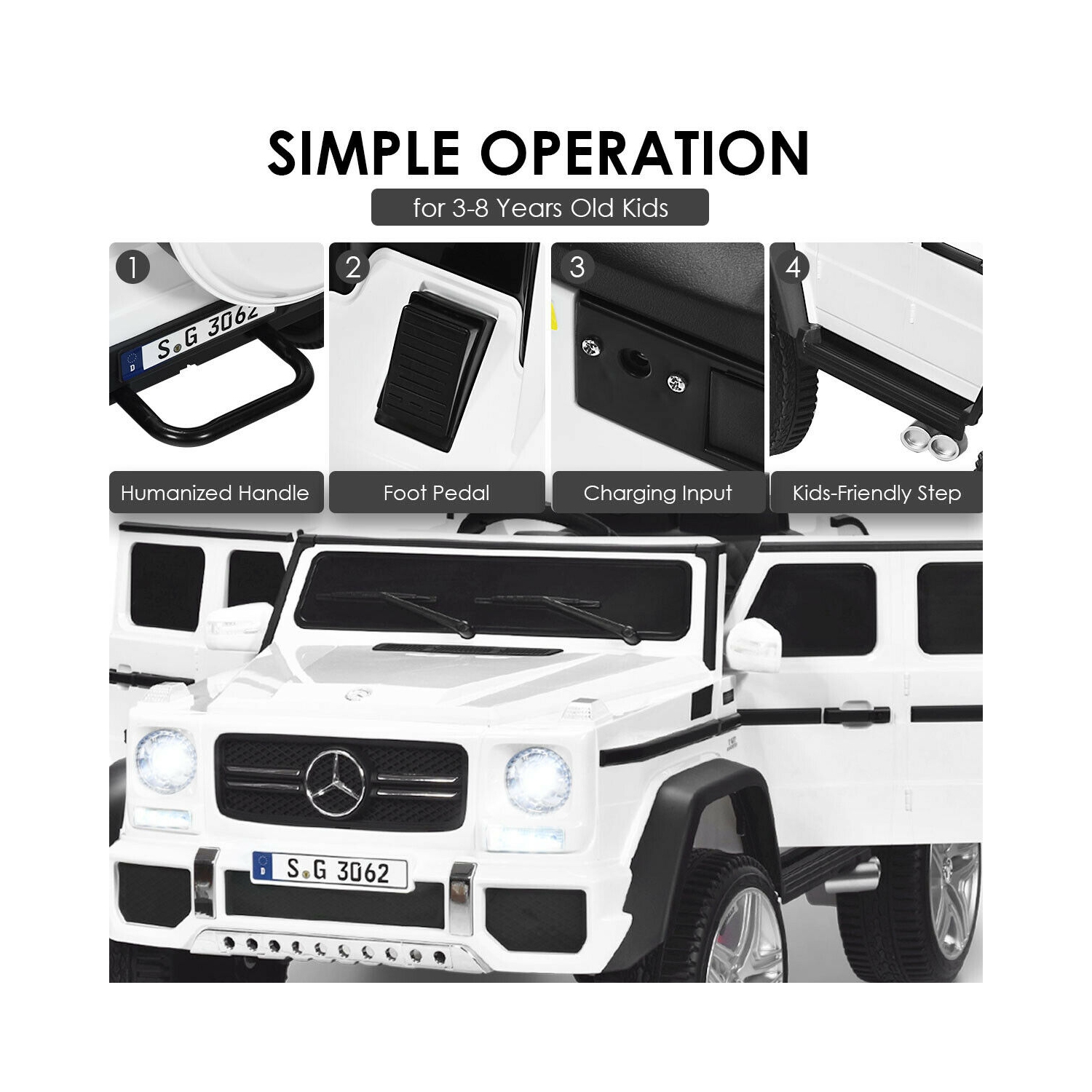 Topbuy Licensed Mercedes Benz 12V Electric Kid RC Car Battery Powered Ride On Car White