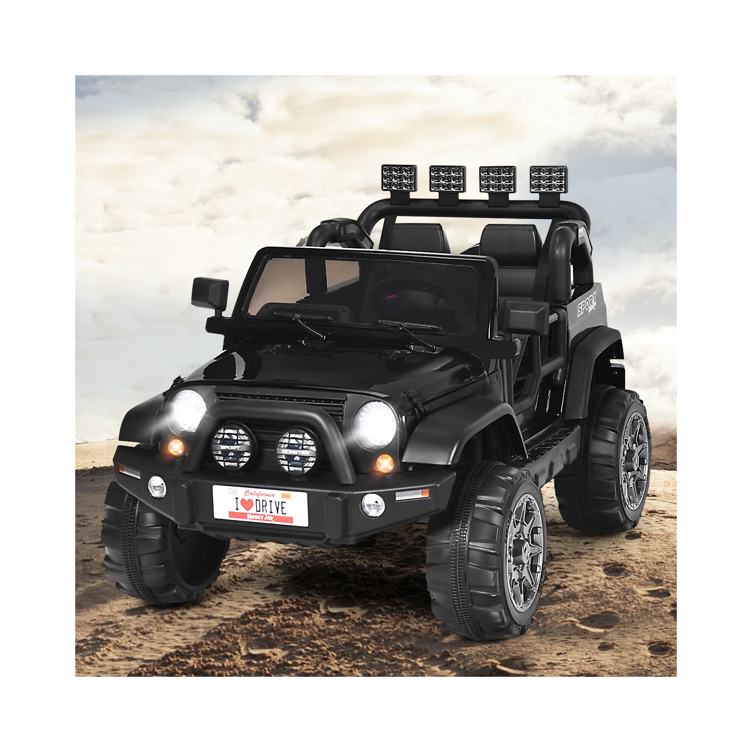 Topbuy 12V Electric Kids Ride On Truck Toys 2 Seater Jeep Car With Remote Control