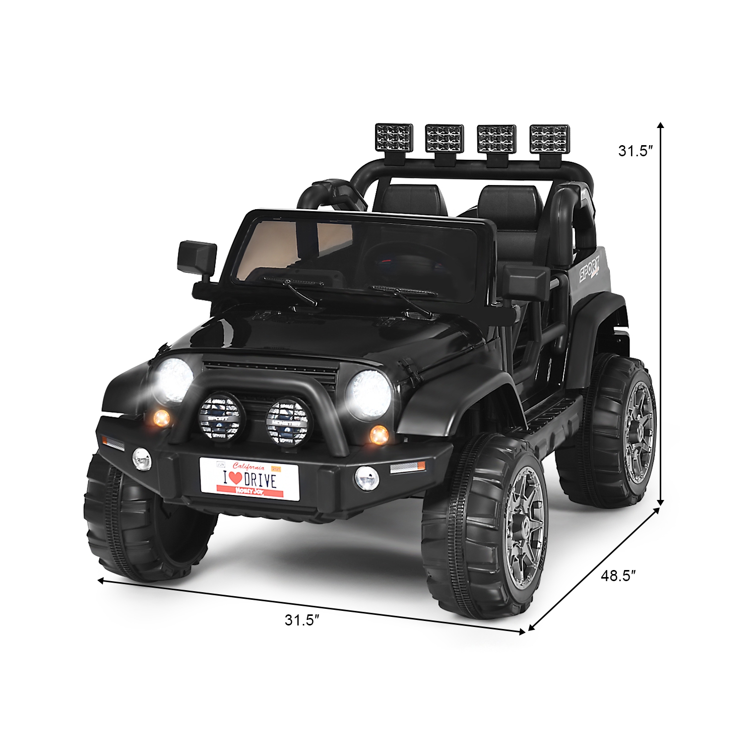 Topbuy 12V Electric Kids Ride On Truck Toys 2 Seater Jeep Car With Remote Control