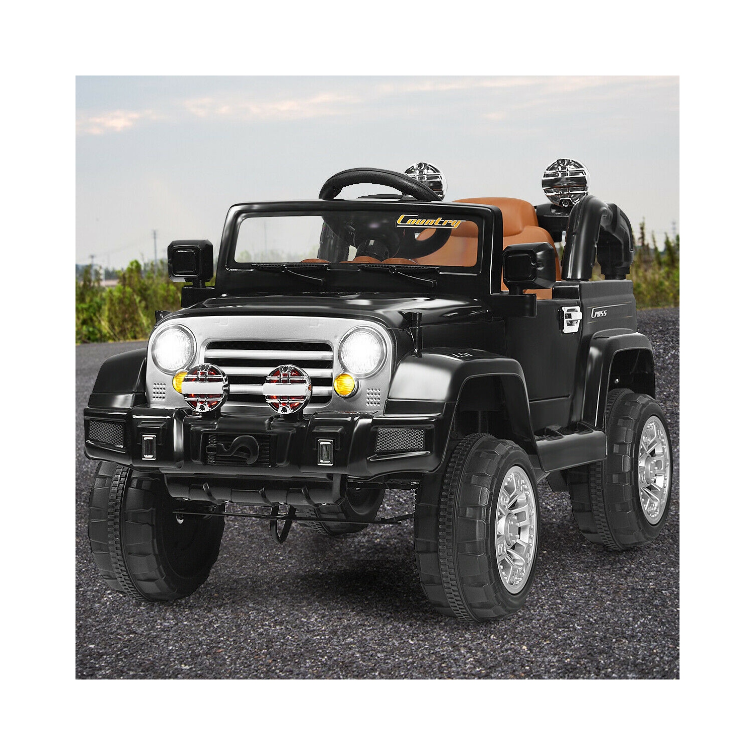 Topbuy 12V Electric Toy Car Kids Ride On Truck w/ RC Remote Control Lights Music MP3 Black