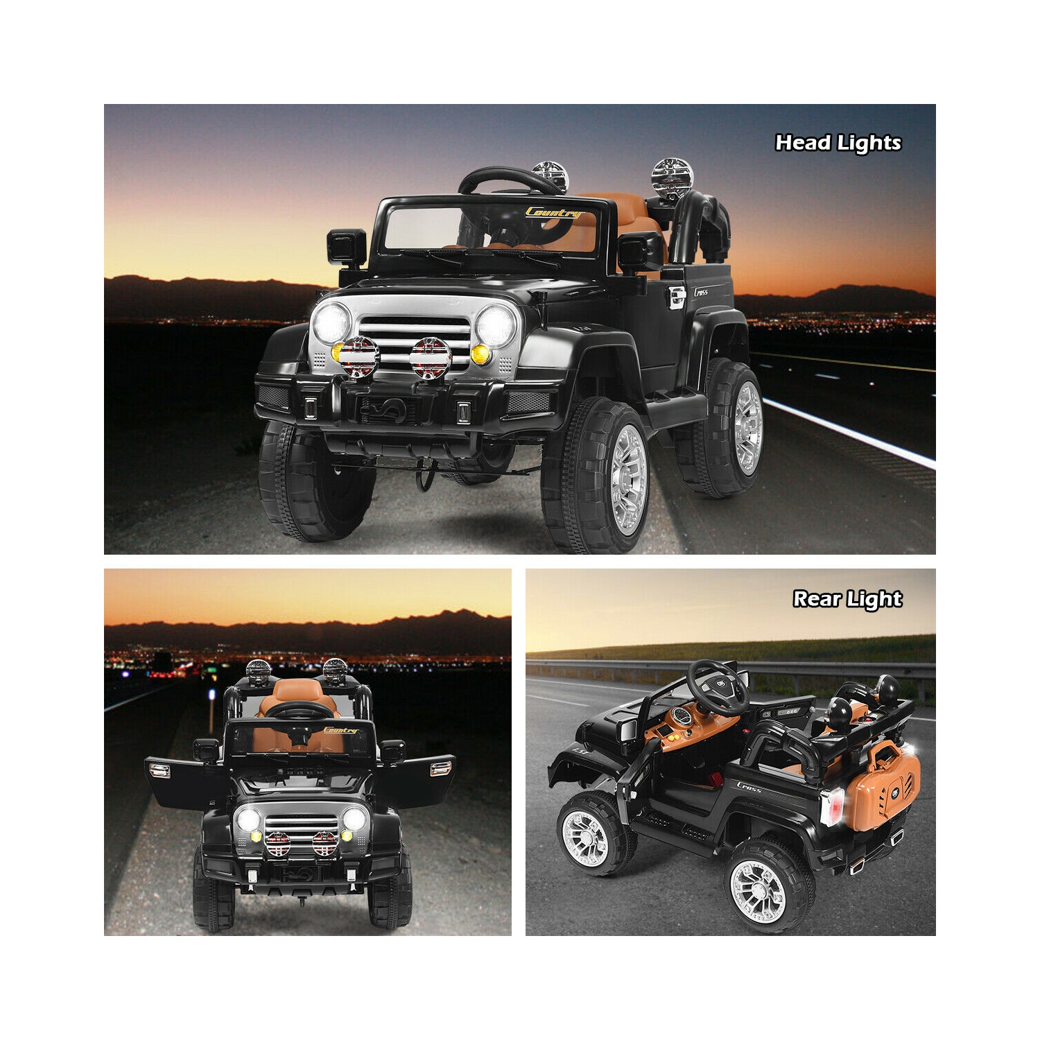 Topbuy 12V Electric Toy Car Kids Ride On Truck w/ RC Remote Control Lights Music MP3 Black