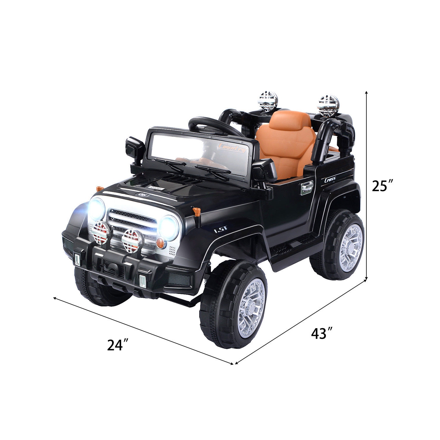 Topbuy 12V Electric Toy Car Kids Ride On Truck w/ RC Remote Control Lights Music MP3 Black