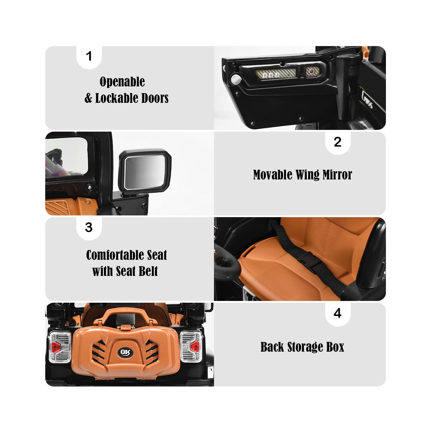 Topbuy 12V Electric Toy Car Kids Ride On Truck w/ RC Remote Control Lights Music MP3 Black