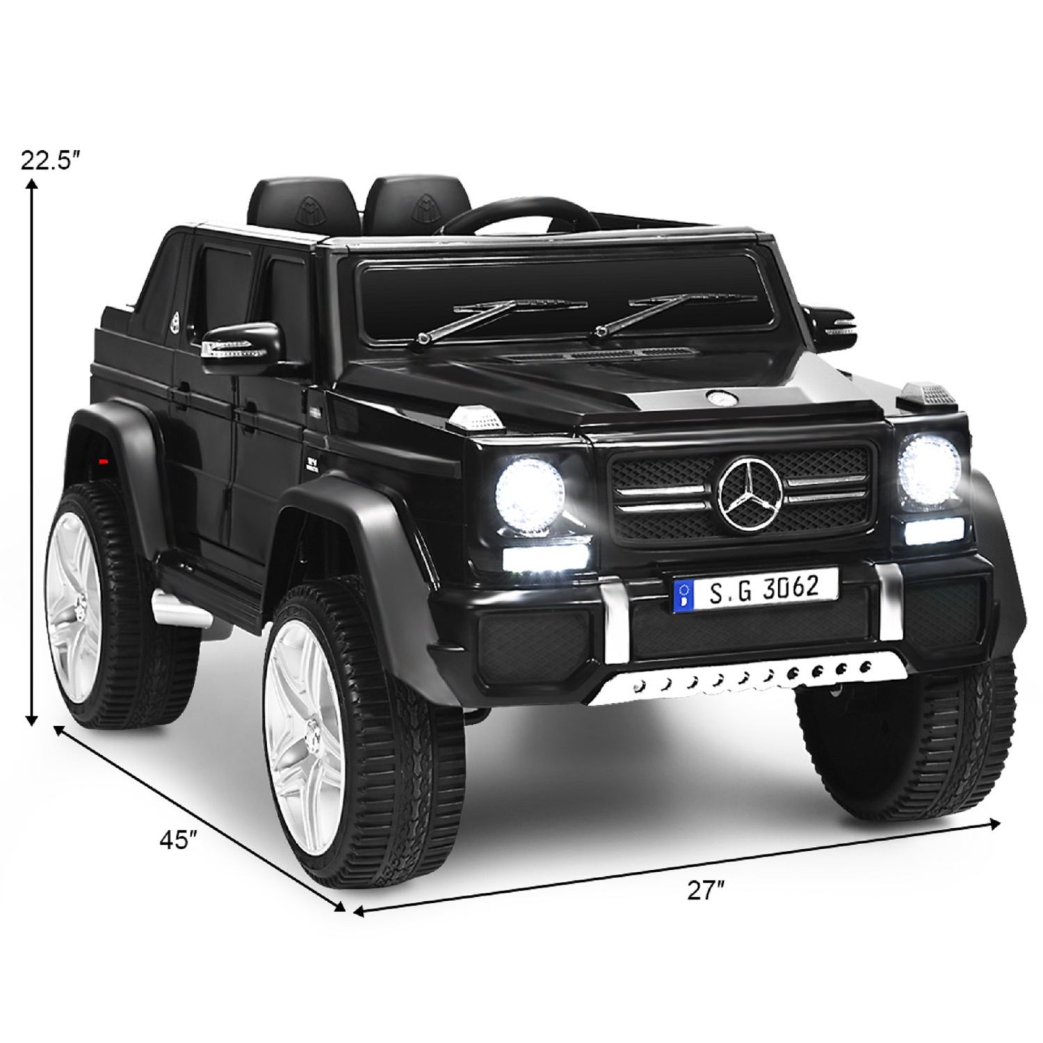 Véhicule porteur électrique Mercedes Benz 12&nbsp;V pour enfants sous licence de Topbuy Véhicule porteur à batterie, noir