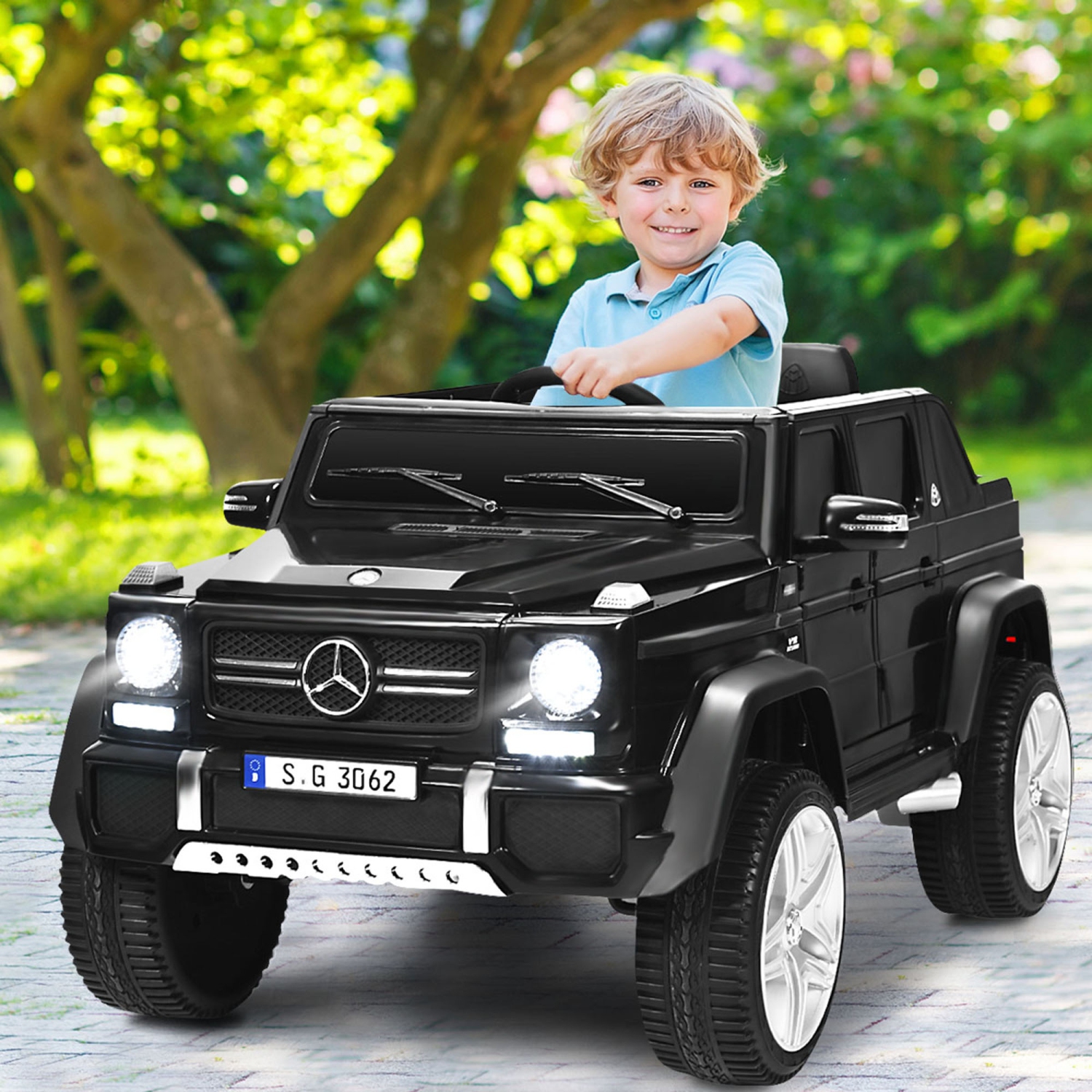 Véhicule porteur électrique Mercedes Benz 12&nbsp;V pour enfants sous licence de Topbuy Véhicule porteur à batterie, noir