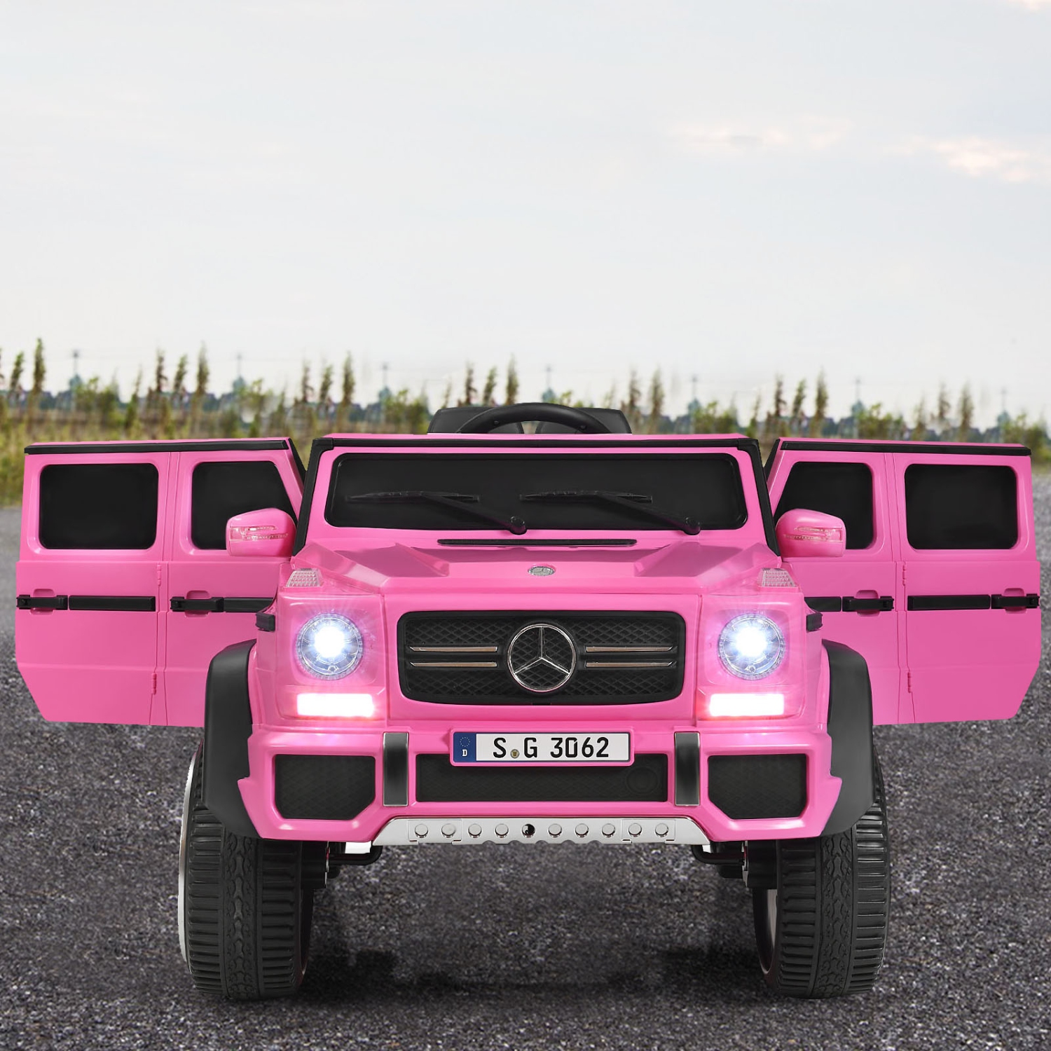 Topbuy Mercedes Benz 12&nbsp;V voiture téléguidée électrique à batterie voiture jouet porteur sous licence rose