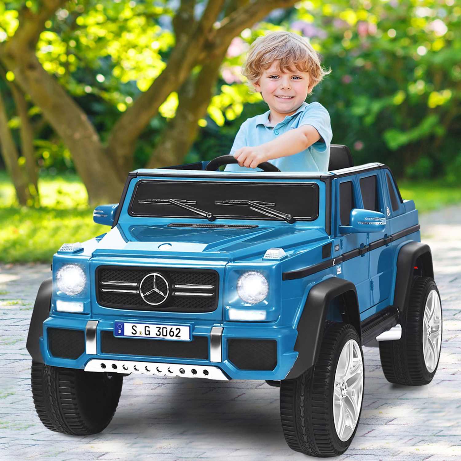 Topbuy Licensed Mercedes Benz 12V Electric Kids RC Car Battery Powered Ride on Car Navy