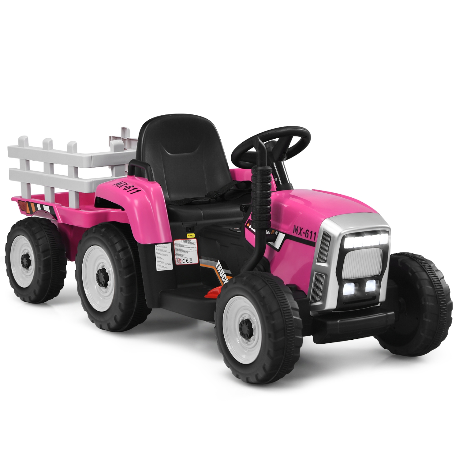 Topbuy Kids Ride on Tractor with Trailer Battery Powered Large Capacity with Remote Control